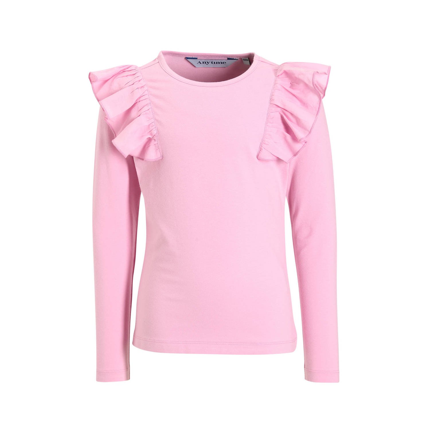 Anytime longsleeve met ruffle roze