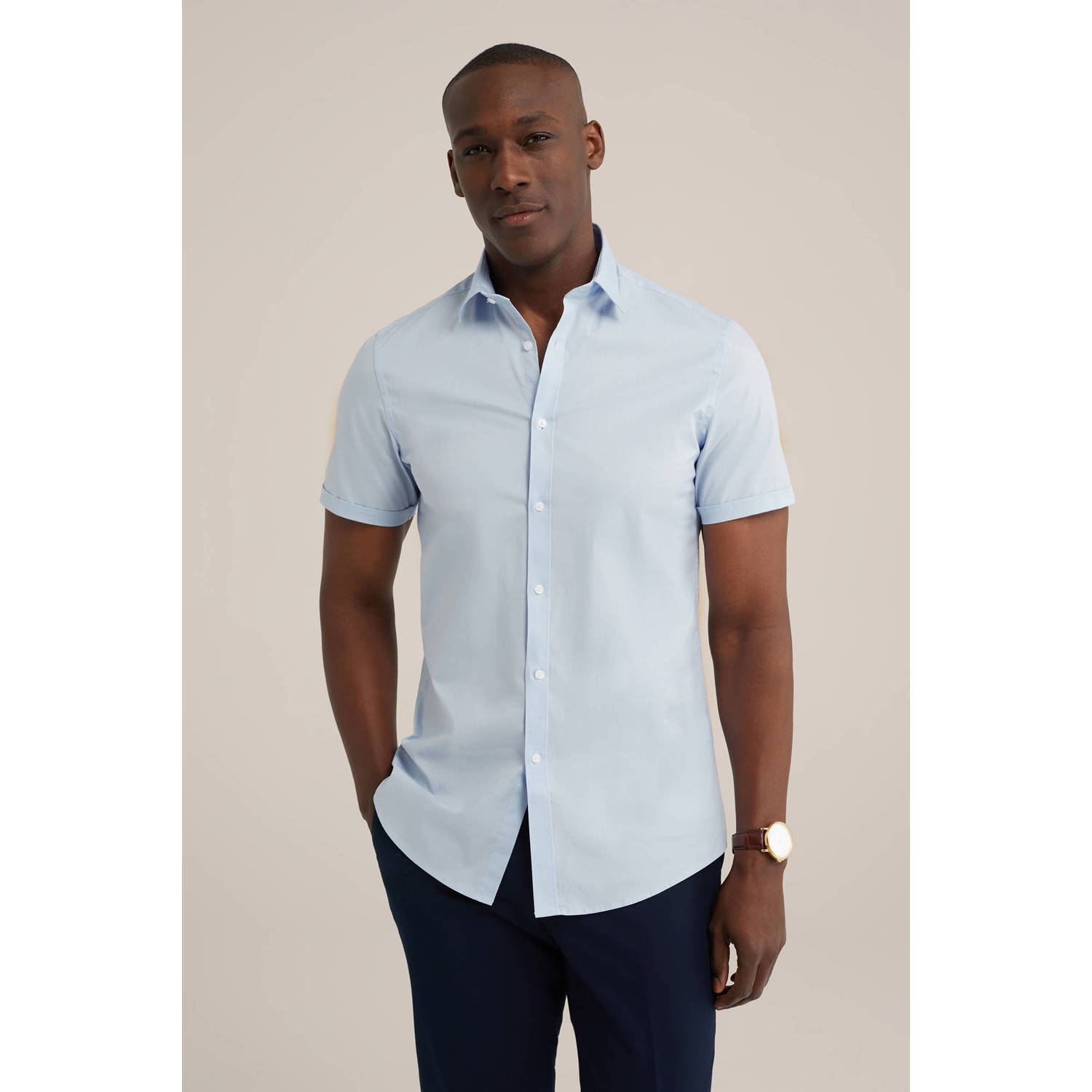 WE Fashion WE Fundamentals Tall fit overhemd lichtblauw