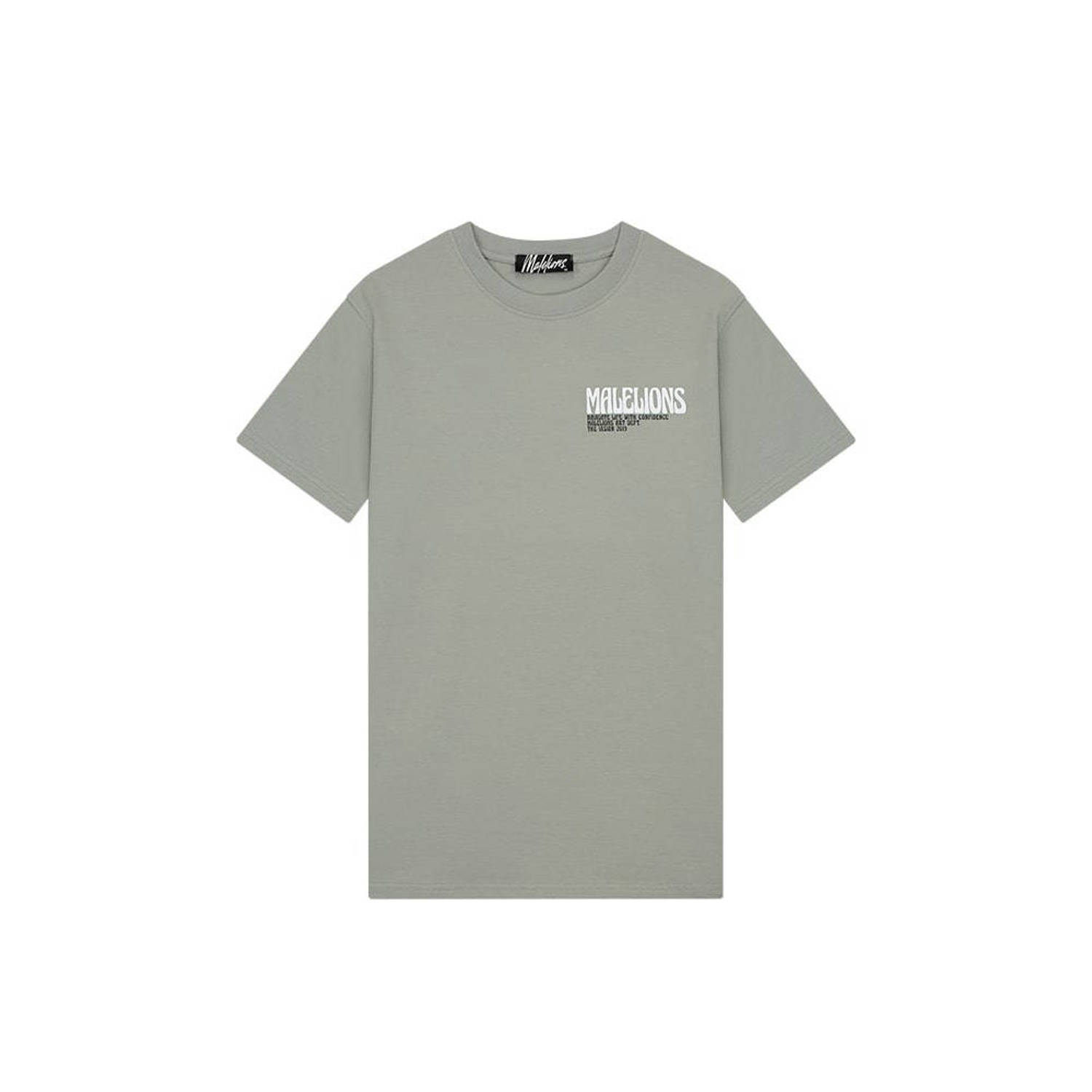 Malelions T-shirt met backprint dry sage white