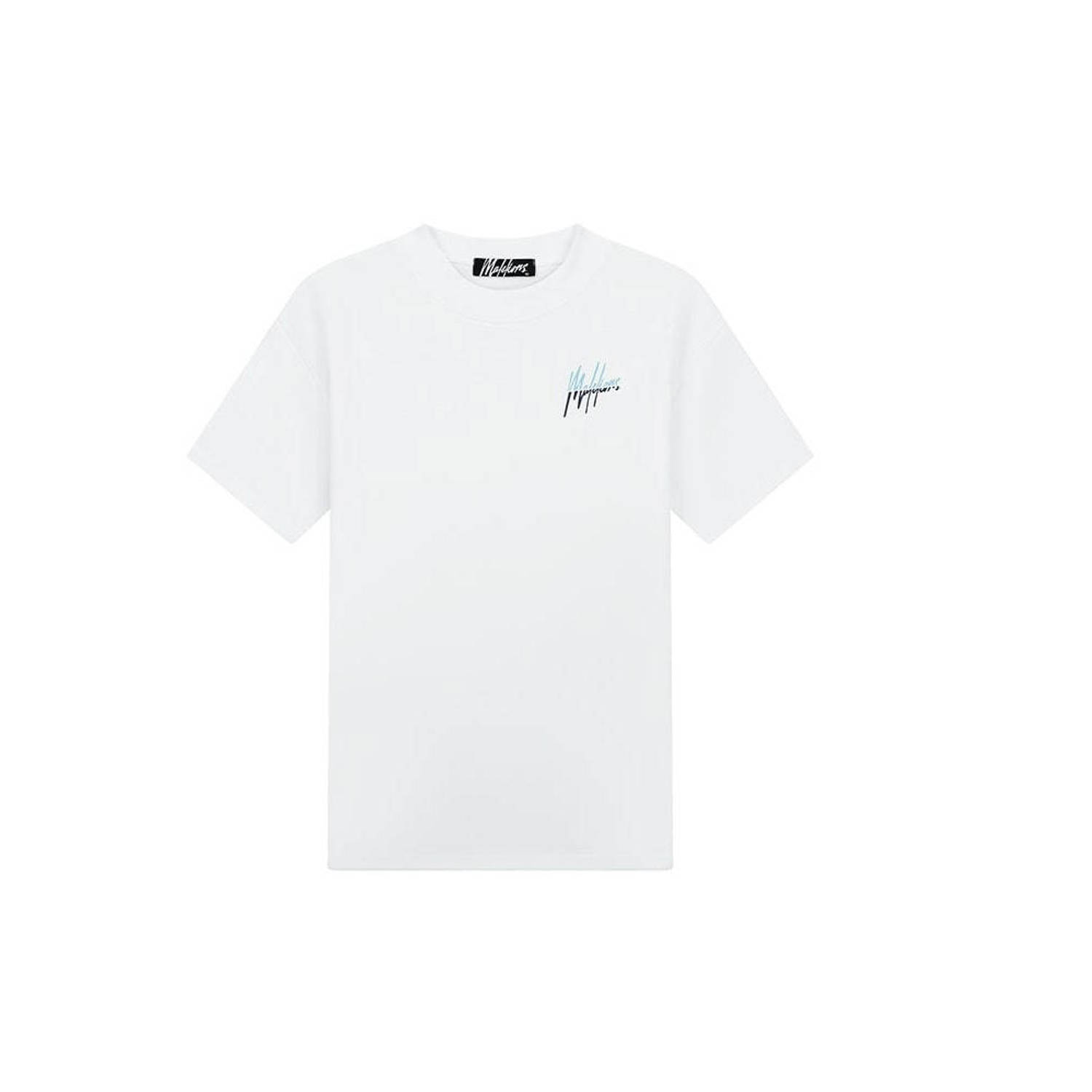 Malelions T-shirt met backprint white light blue