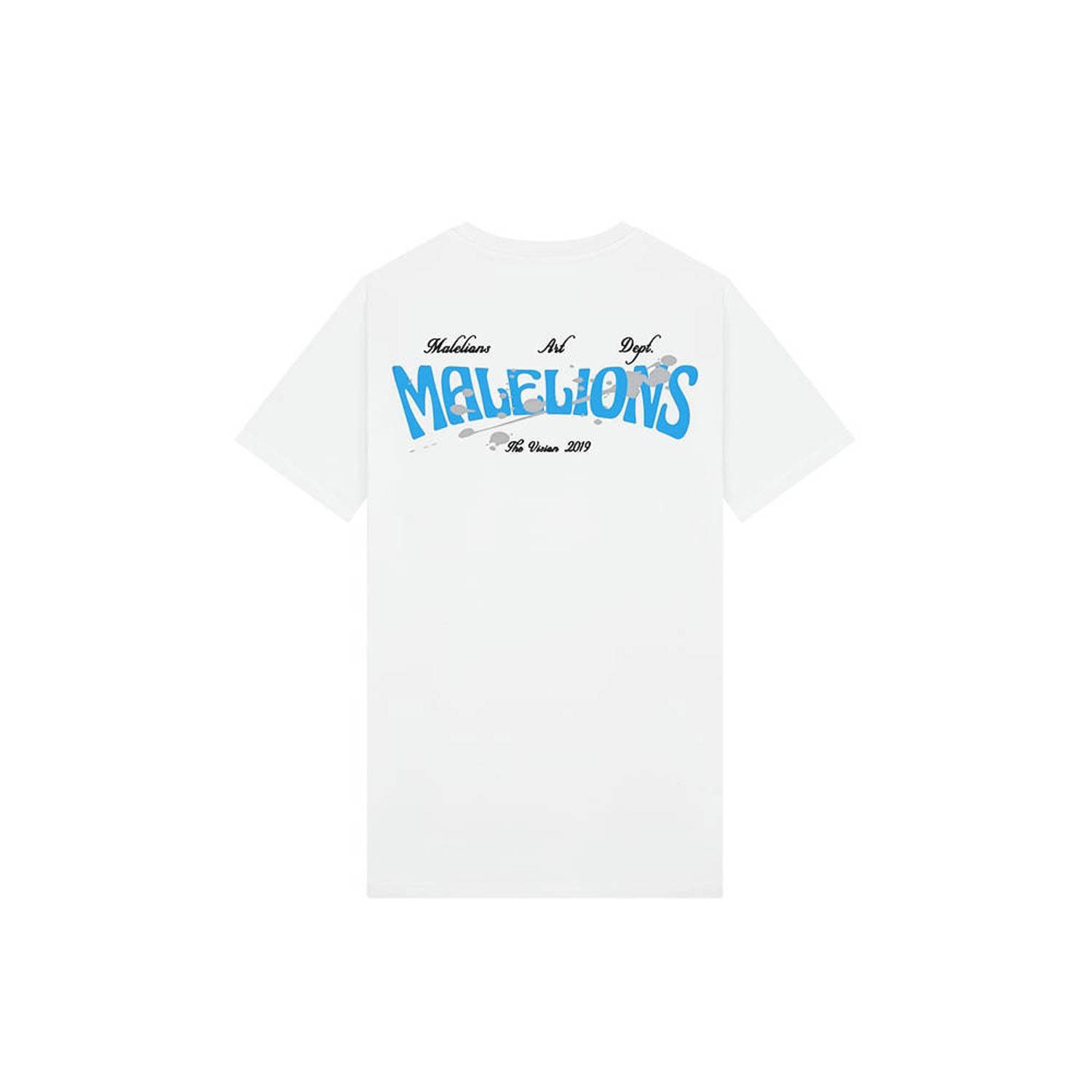 Malelions T-shirt met backprint white blue