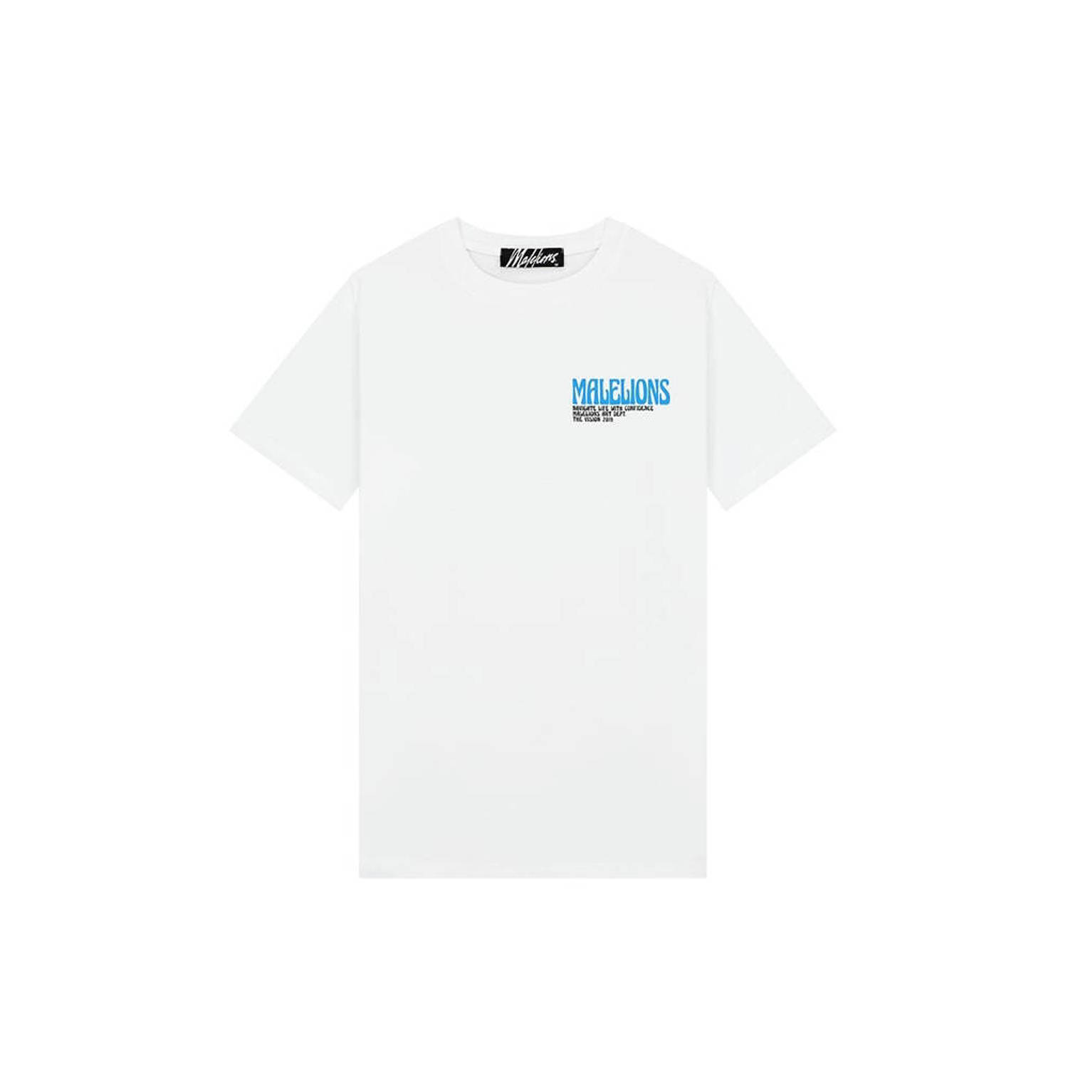 Malelions T-shirt met backprint white blue