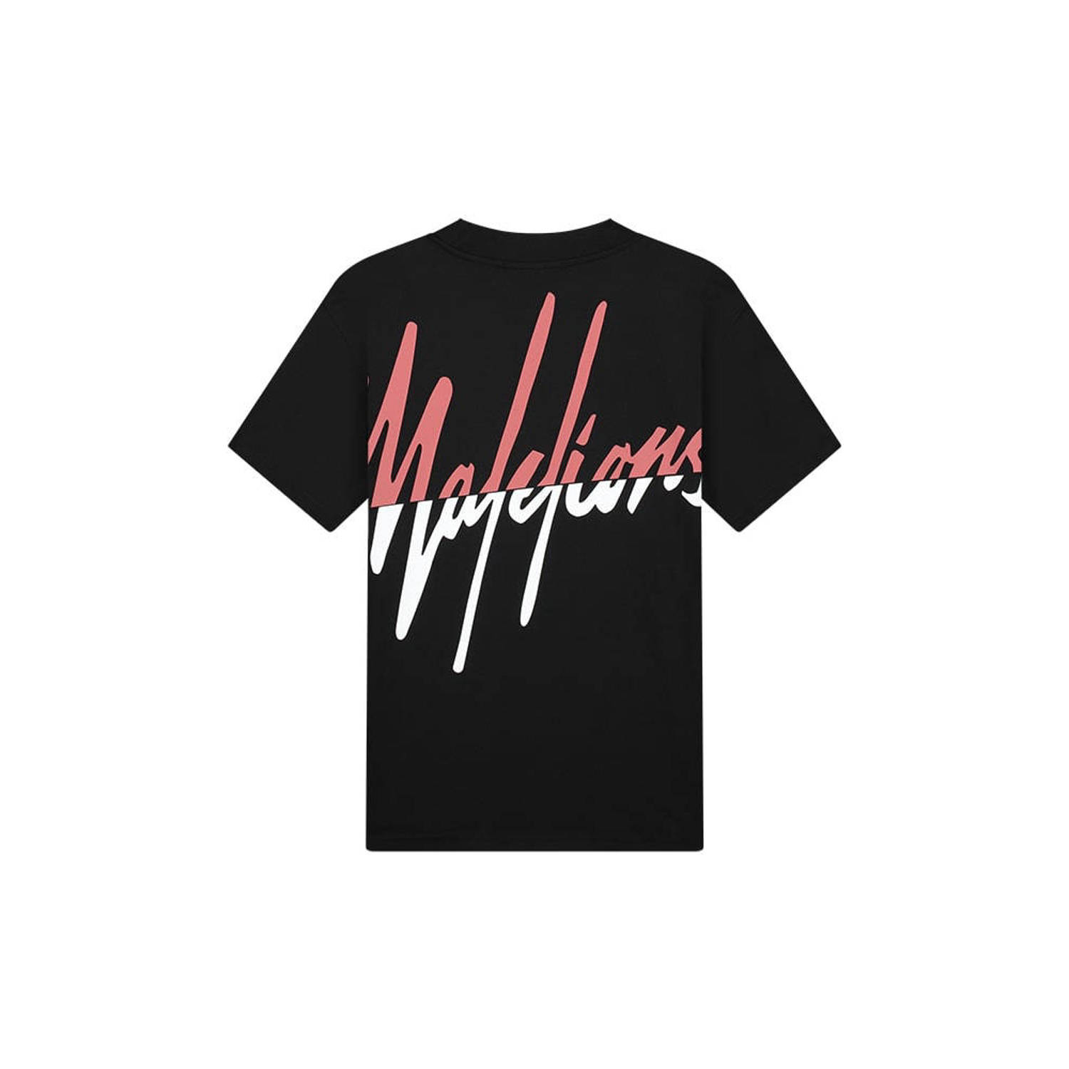 Malelions T-shirt met backprint black coral