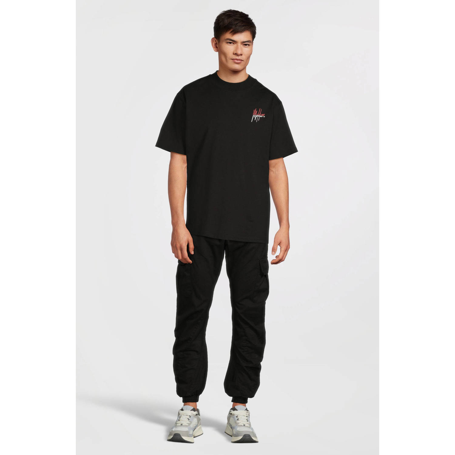 Malelions T-shirt met backprint black coral