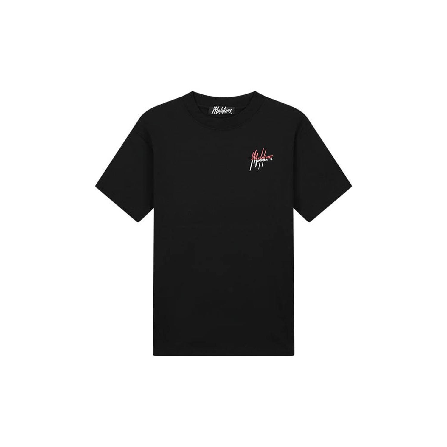 Malelions T-shirt met backprint black coral