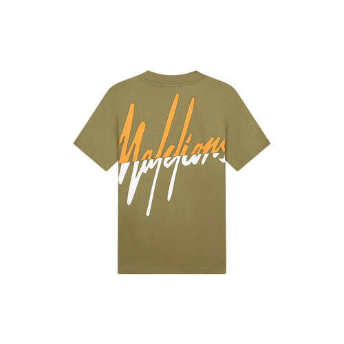 Malelions T-shirt met backprint army/orange afbeelding