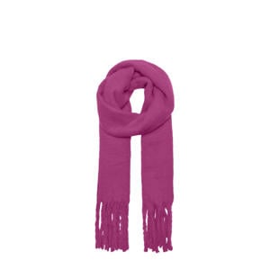 sjaal ONLROSEANNA met franjes fuchsia
