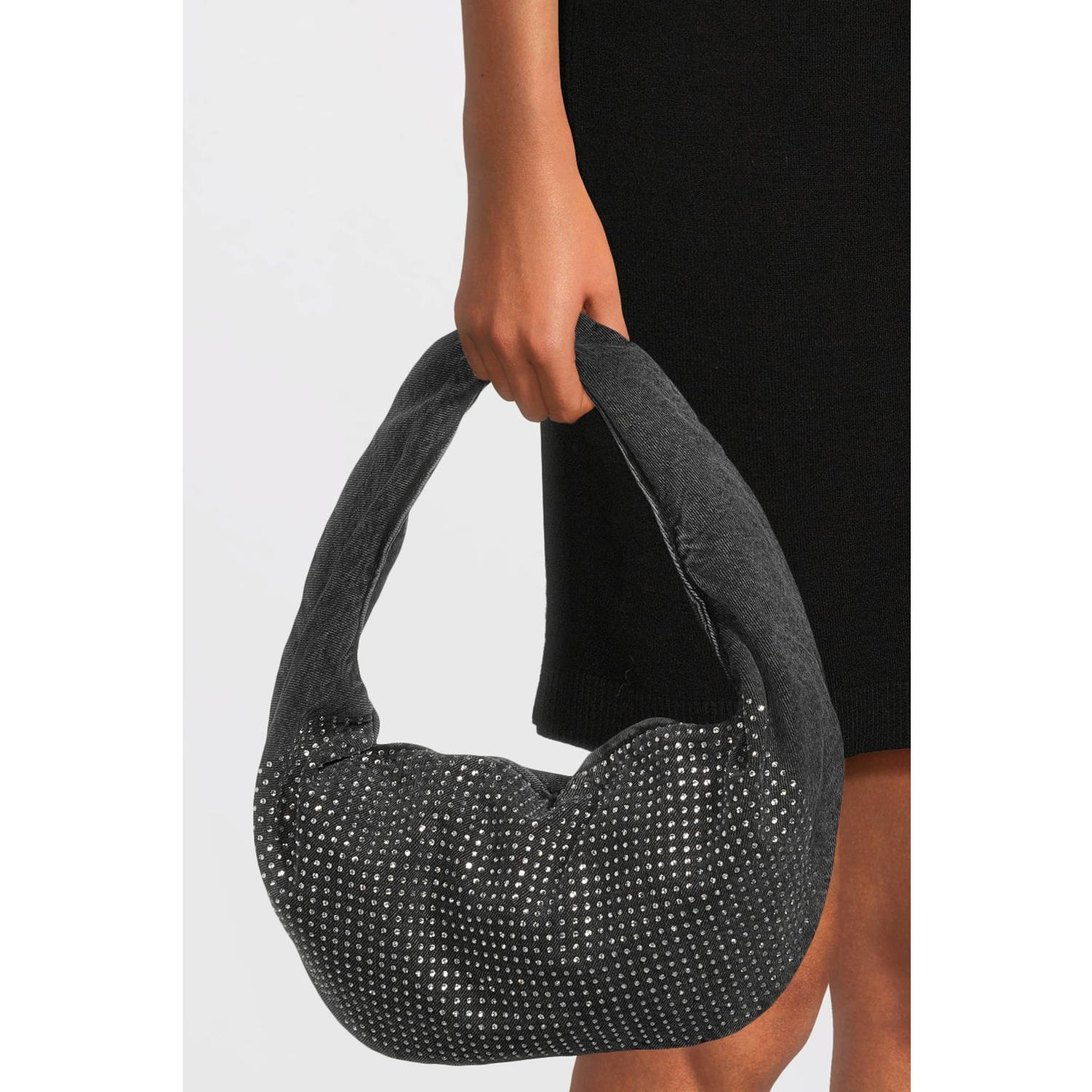 ONLY denim schoudertas met strass ONLHUDSON grijs