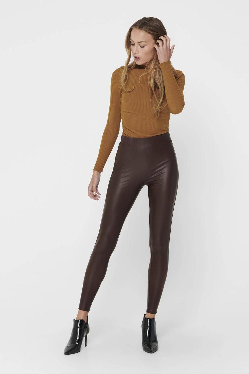 ONLY coated legging ONLCOOL donkerbruin