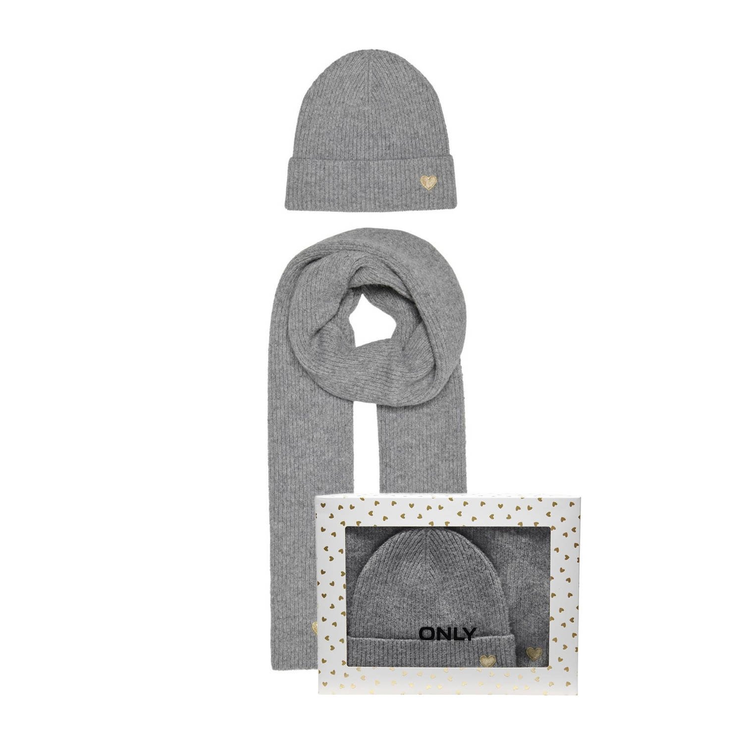 ONLY giftbox muts + sjaal ONLAVERY grijs