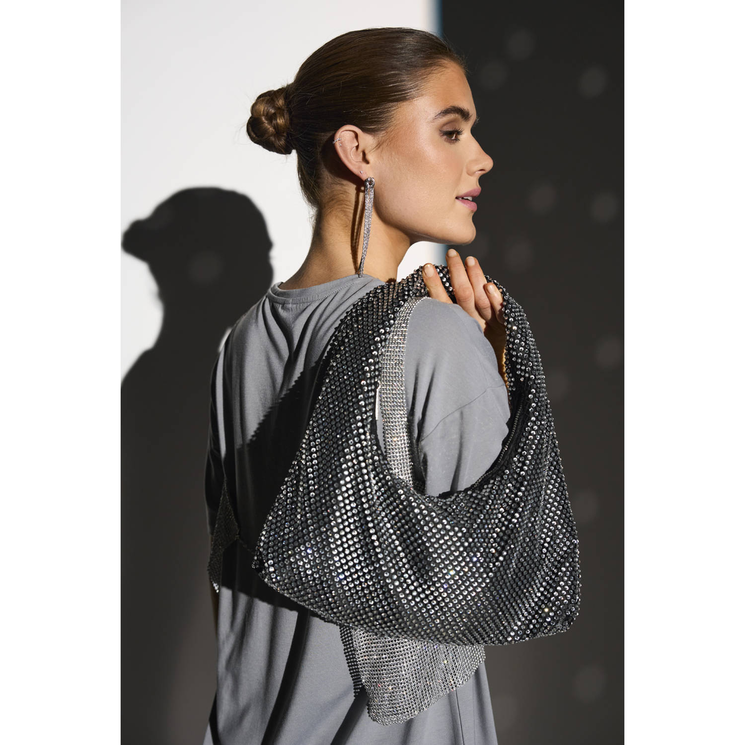 ONLY schoudertas ONLVIOLET met strass zwart