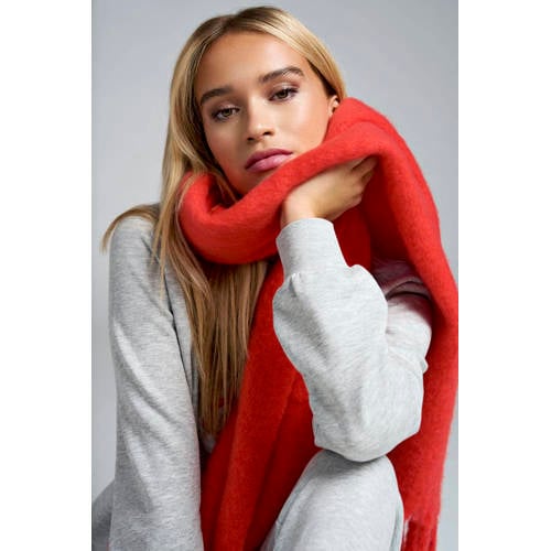 ONLY sjaal ONLROSEANNA met franjes rood afbeelding