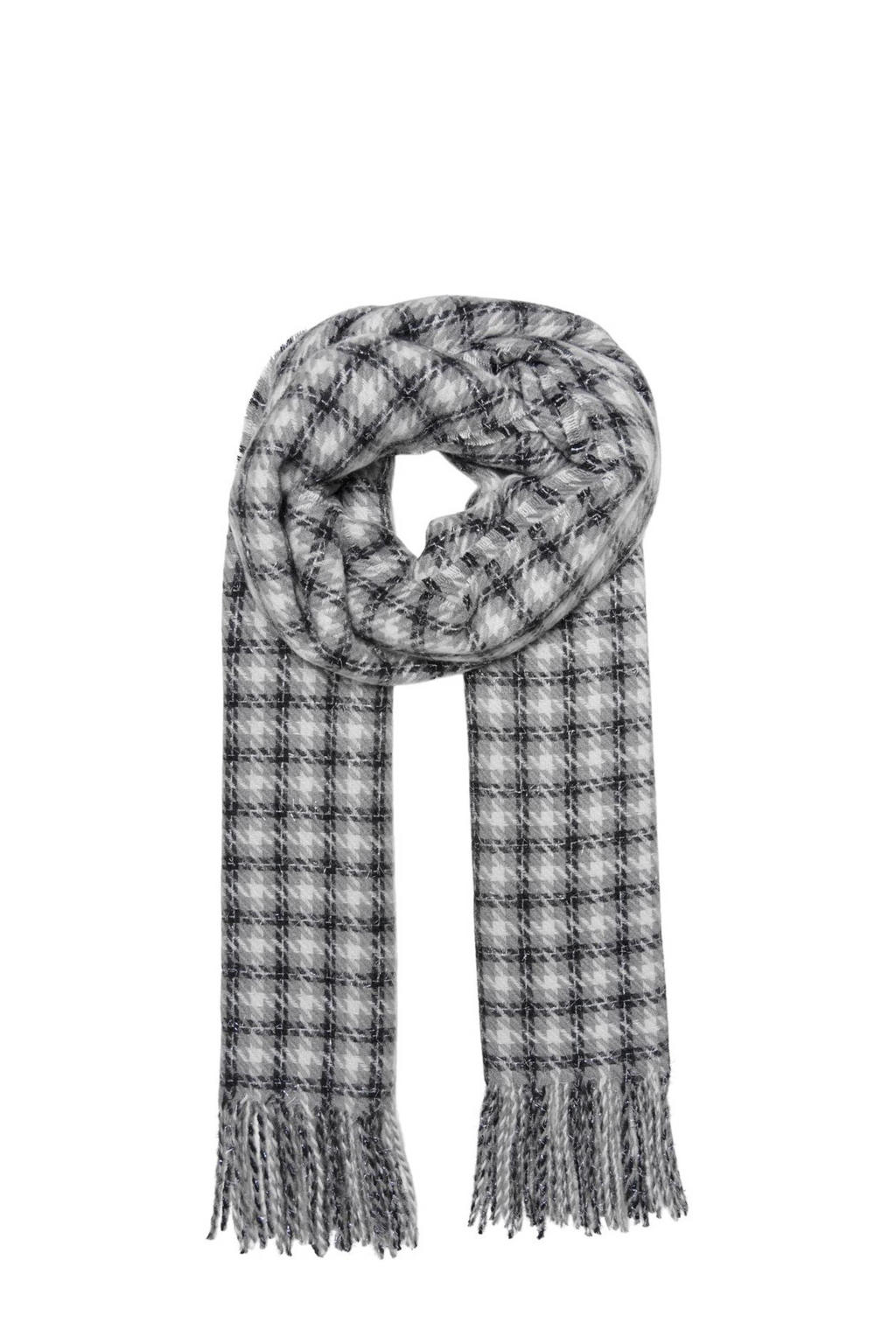 ONLY geruite sjaal met lurex ONLMAGDALENA grijs