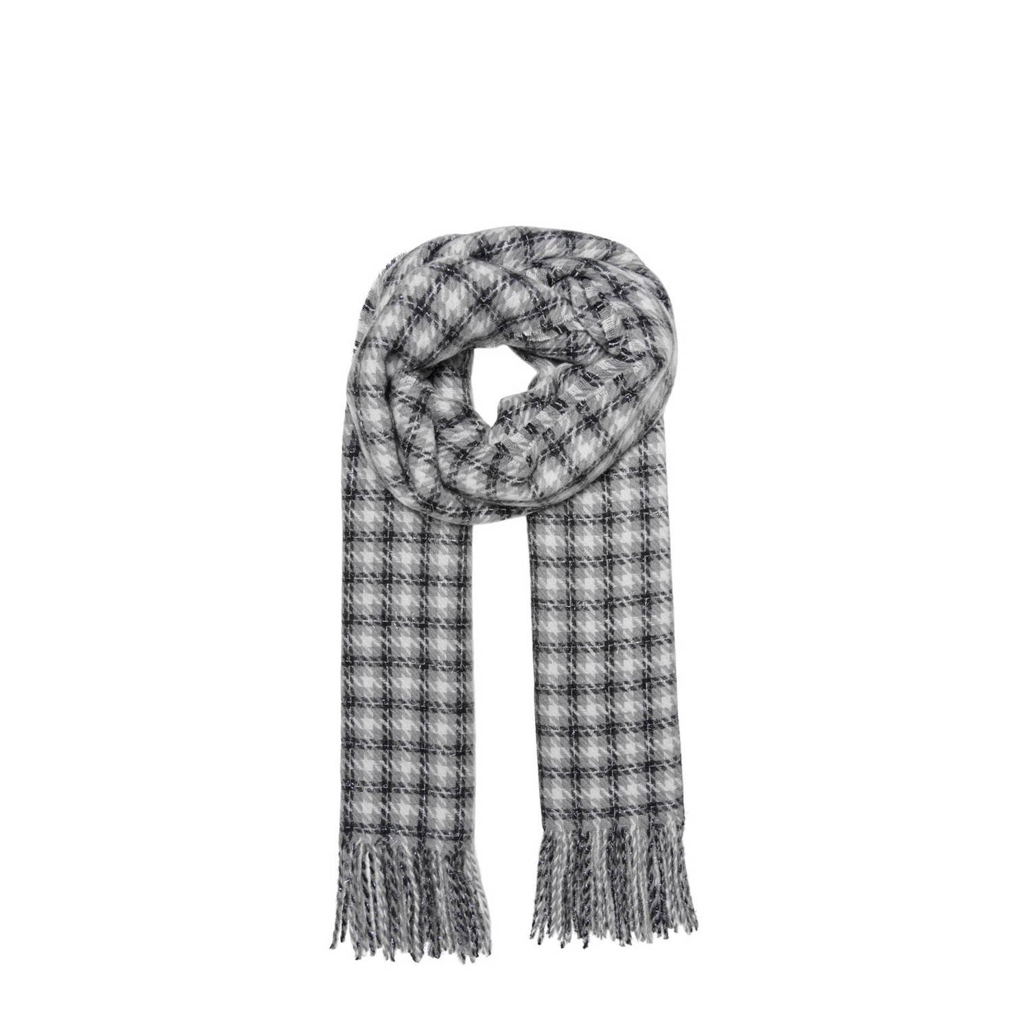 ONLY geruite sjaal met lurex ONLMAGDALENA grijs