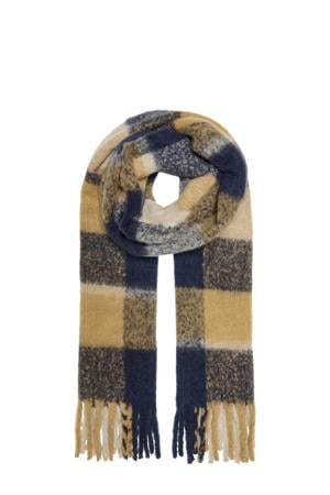 geruite sjaal ONLDANNA donkerblauw/geel
