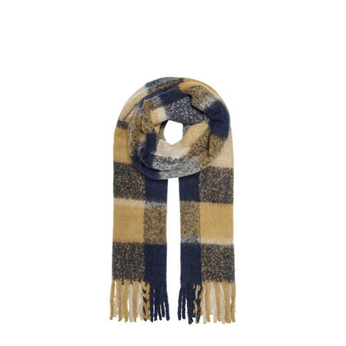 ONLY geruite sjaal ONLDANNA donkerblauw/geel afbeelding