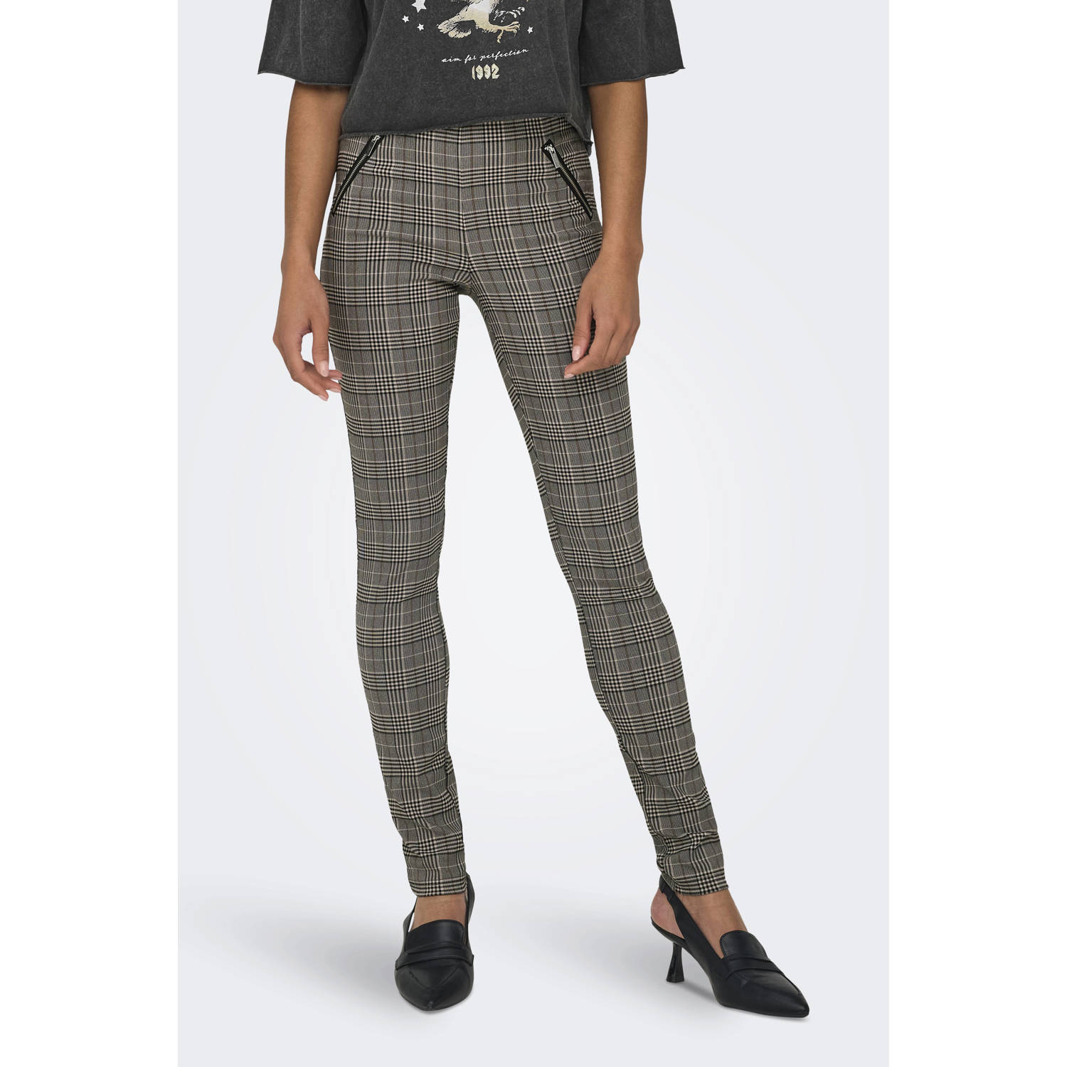 Only Jeggings ONLLOIZA HW CHECK ZIP LEGGING CC PNT