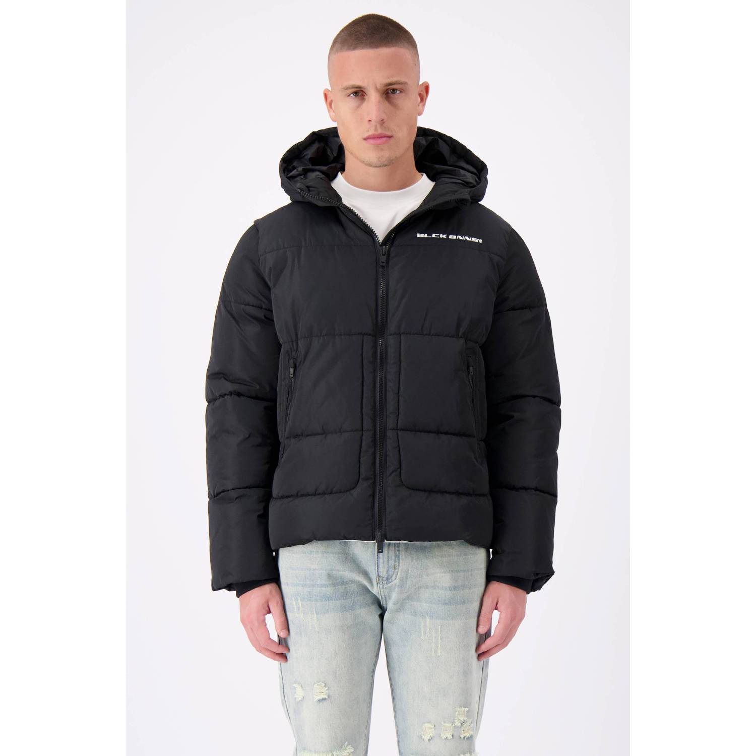 BLACK BANANAS gewatteerde winterjas BLOCK PUFFER zwart