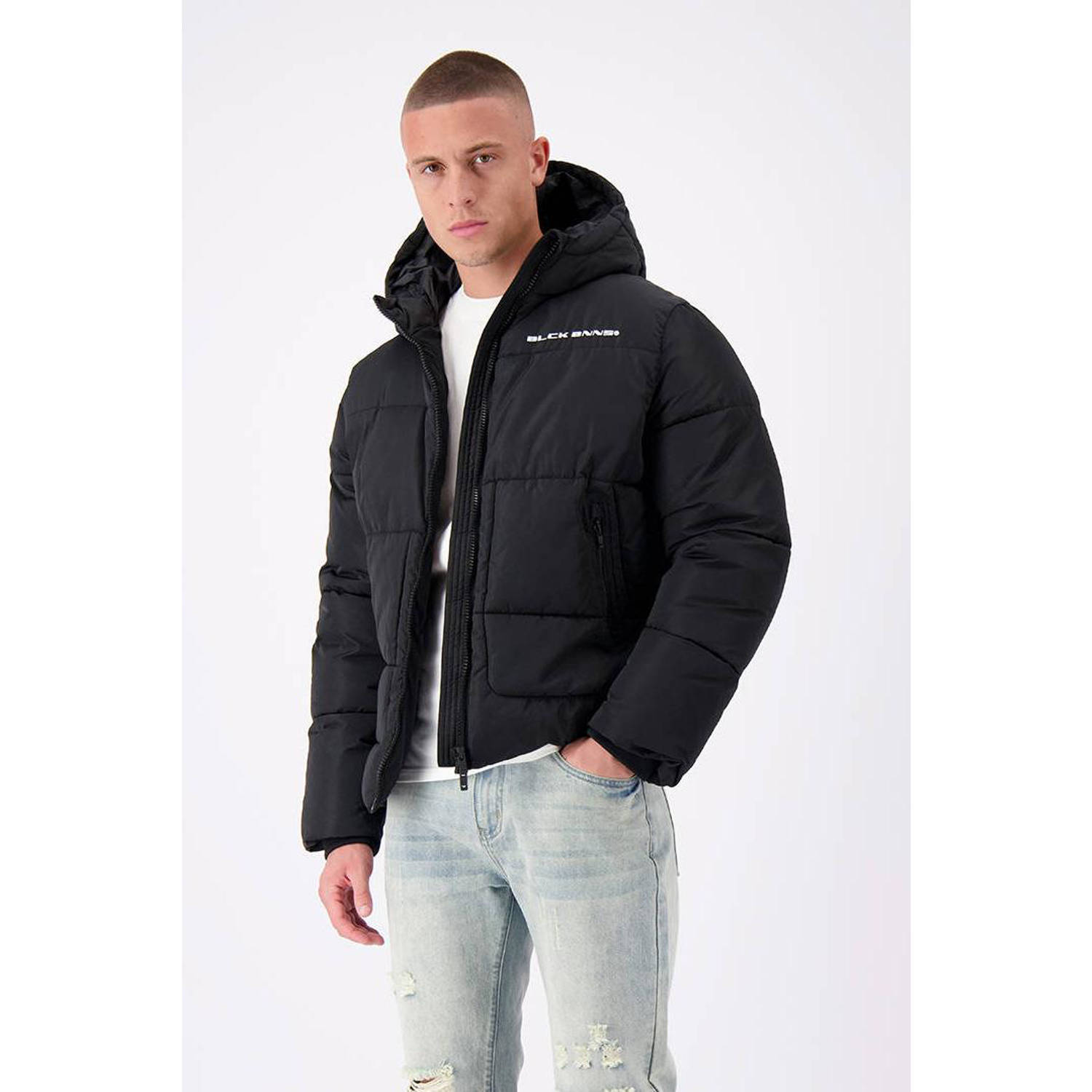 BLACK BANANAS gewatteerde winterjas BLOCK PUFFER zwart