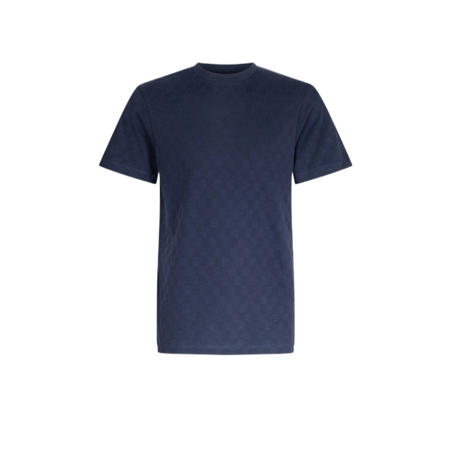 Shoeby gebreid regular fit T-shirt met ingebreid patroon navy