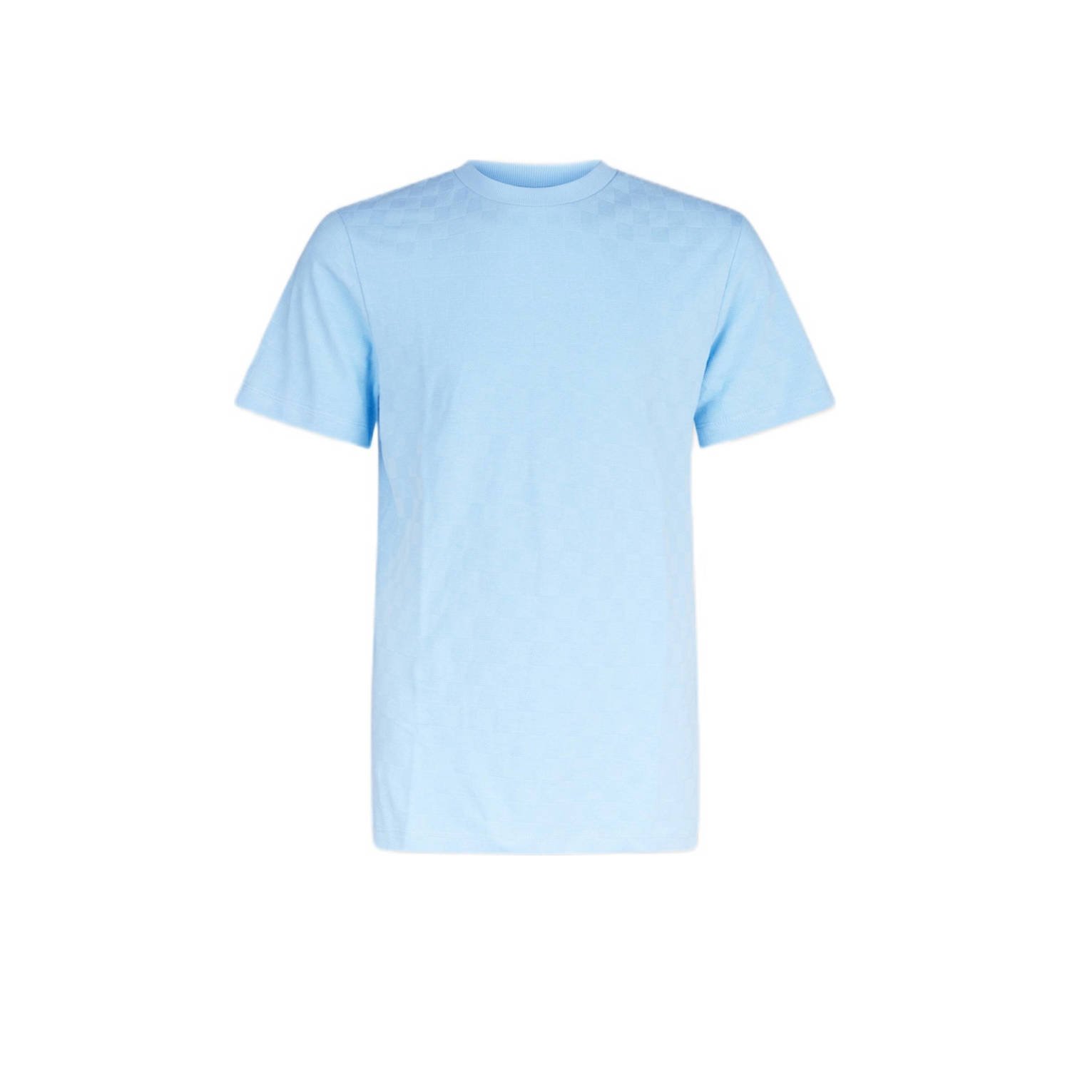 Shoeby Gebreid regular fit T-shirt met ingebreid patroon lichtblauw