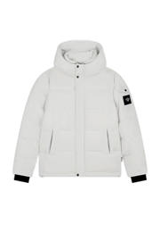 thumbnail: Grijze heren BLACK BANANAS gewatteerde winterjas van polyester met effen, lange mouwen, capuchon en rits met windvanger