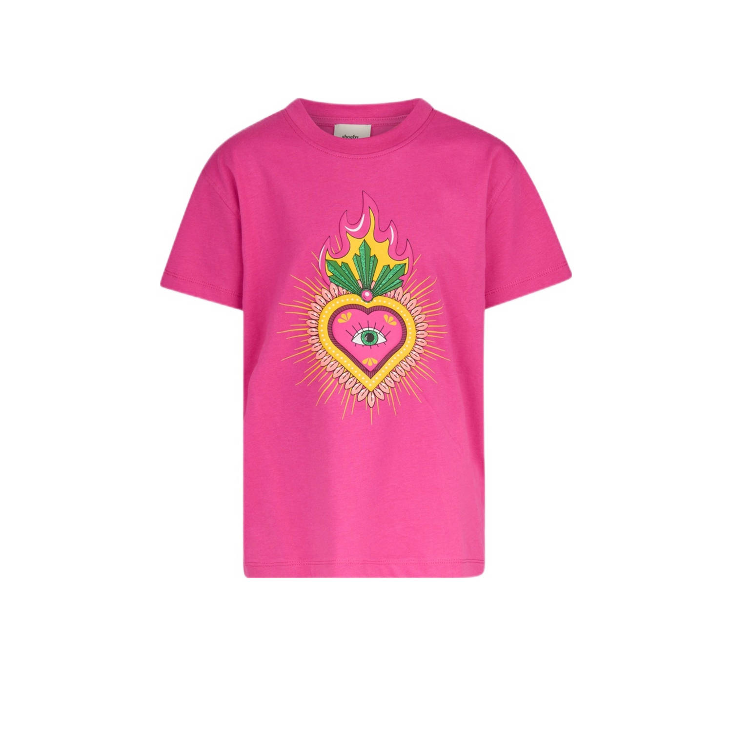 Shoeby T-shirt met printopdruk roze Meisjes Katoen Ronde hals Printopdruk 122 128