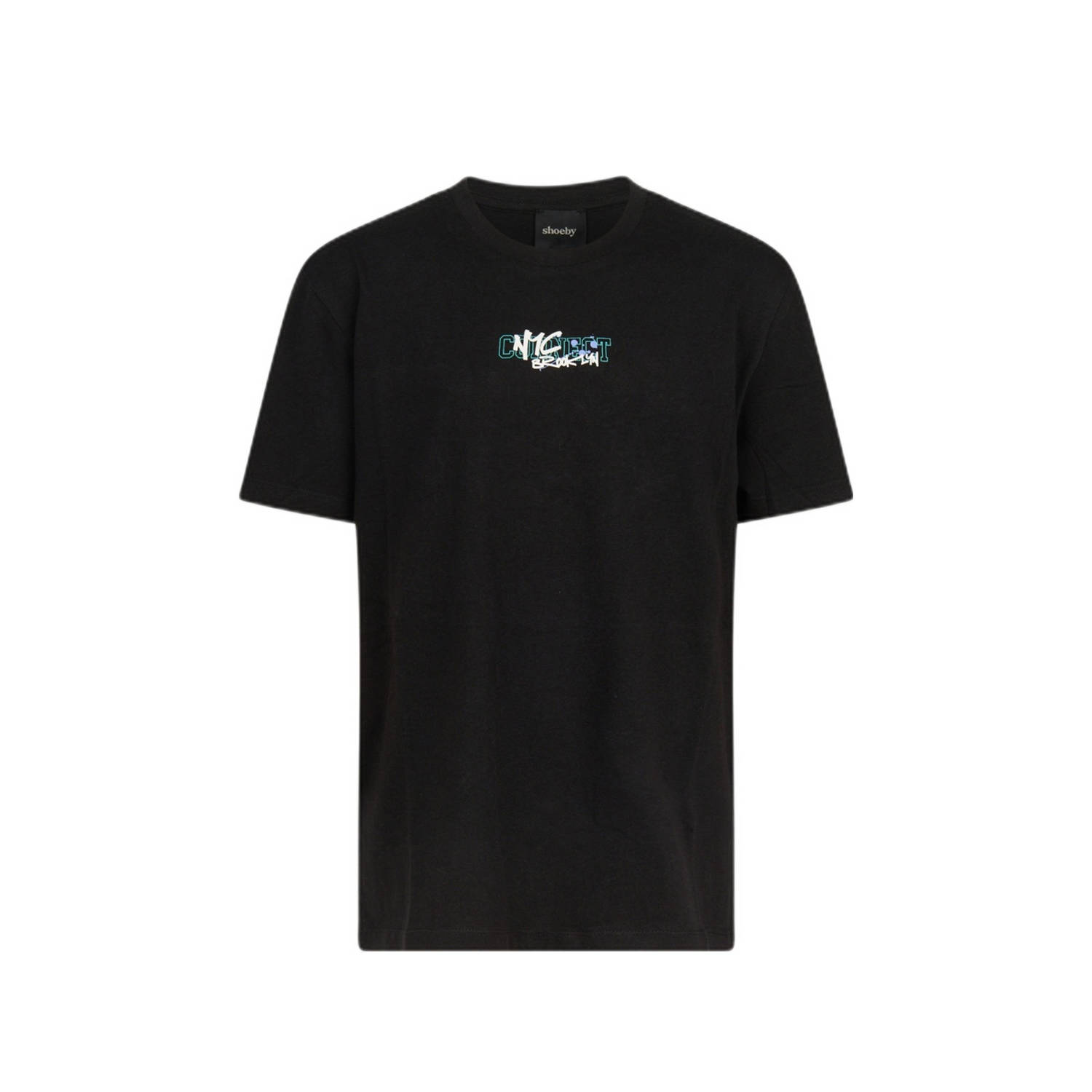Shoeby T-shirt met backprint zwart Jongens Katoen Ronde hals Backprint 110 116