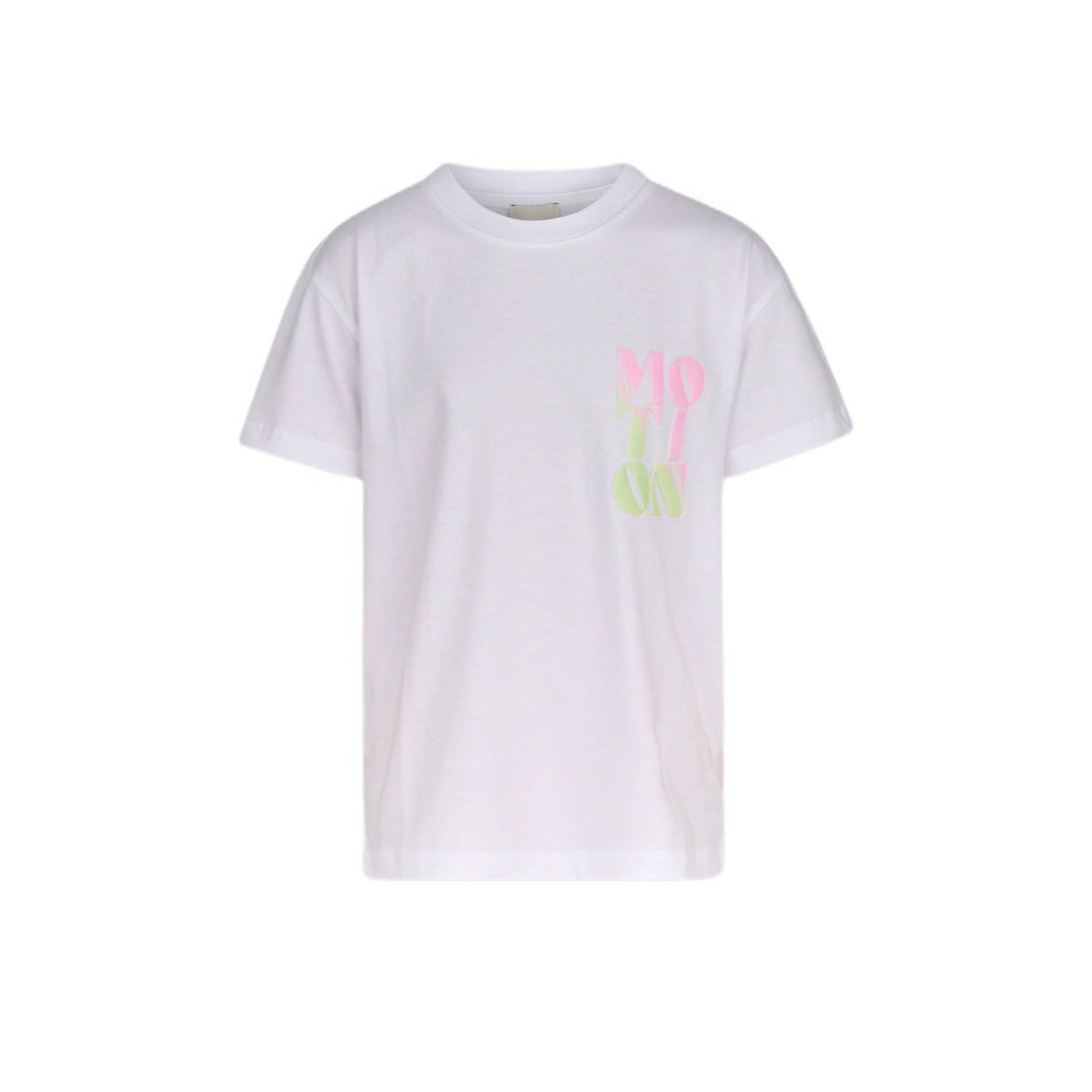 Shoeby T-shirt met backprint wit Meisjes Katoen Ronde hals Backprint 134 140