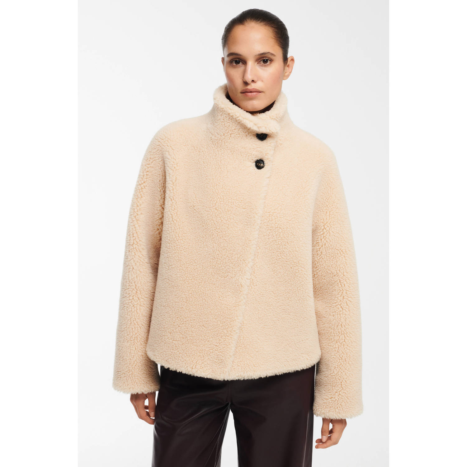 Studio AR by ARMA imitatieleren jas winter Mallow met wol beige