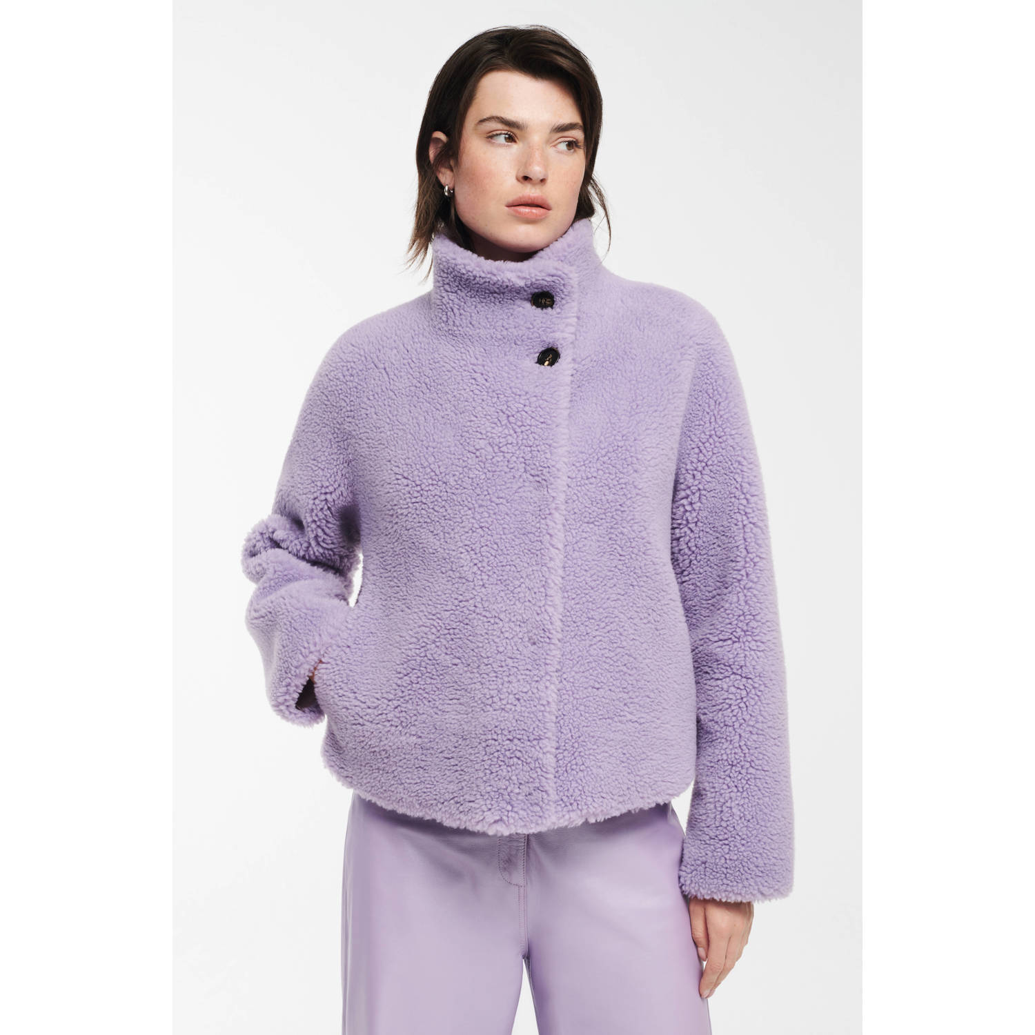 Studio AR by ARMA leren jas winter Mallow lila