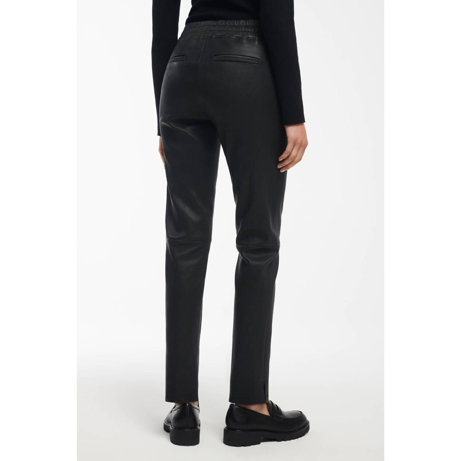 Studio AR by ARMA leren skinny broek Noa zwart
