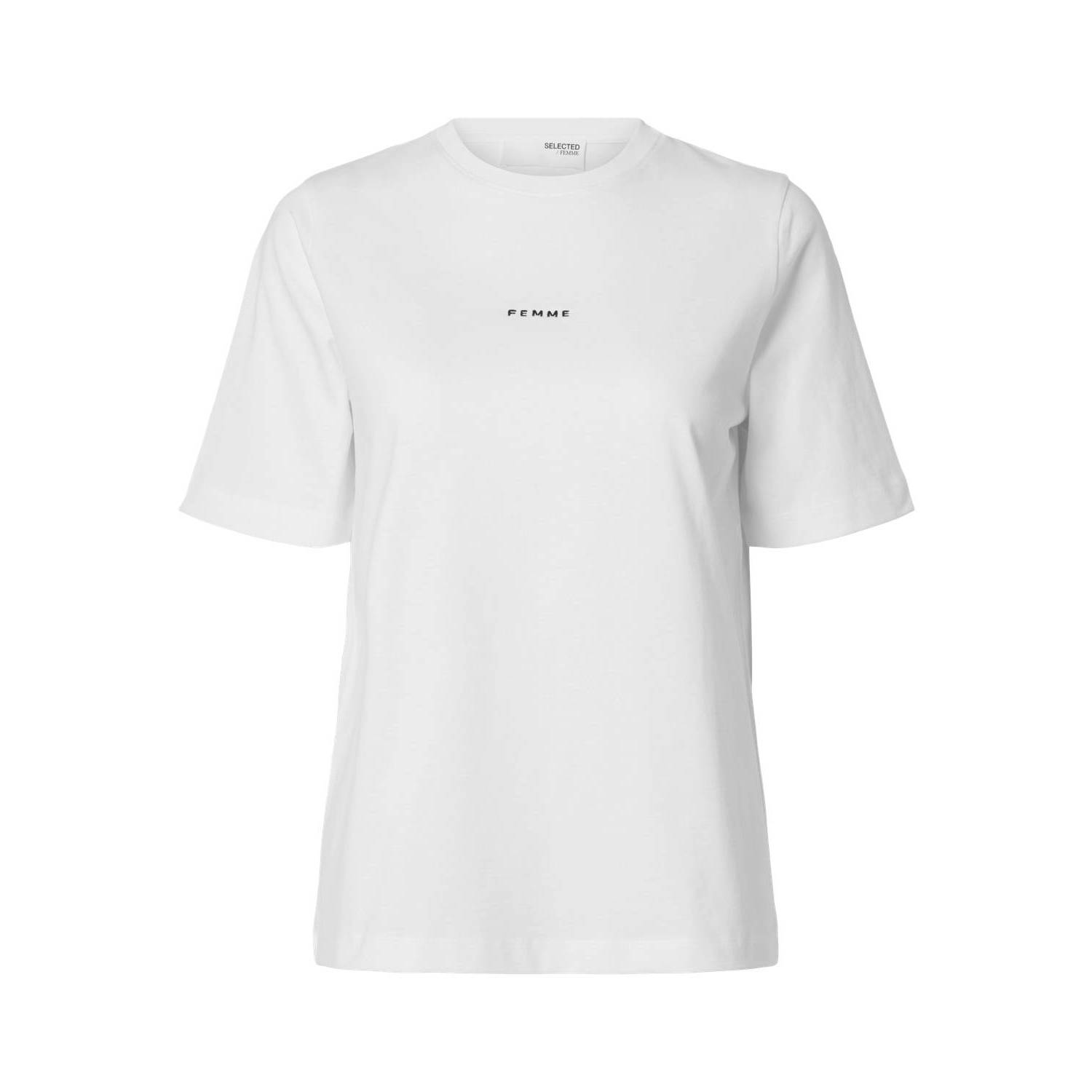 Selected Femme T-shirt met labelstitching model 'SIGNE-HANKIE'