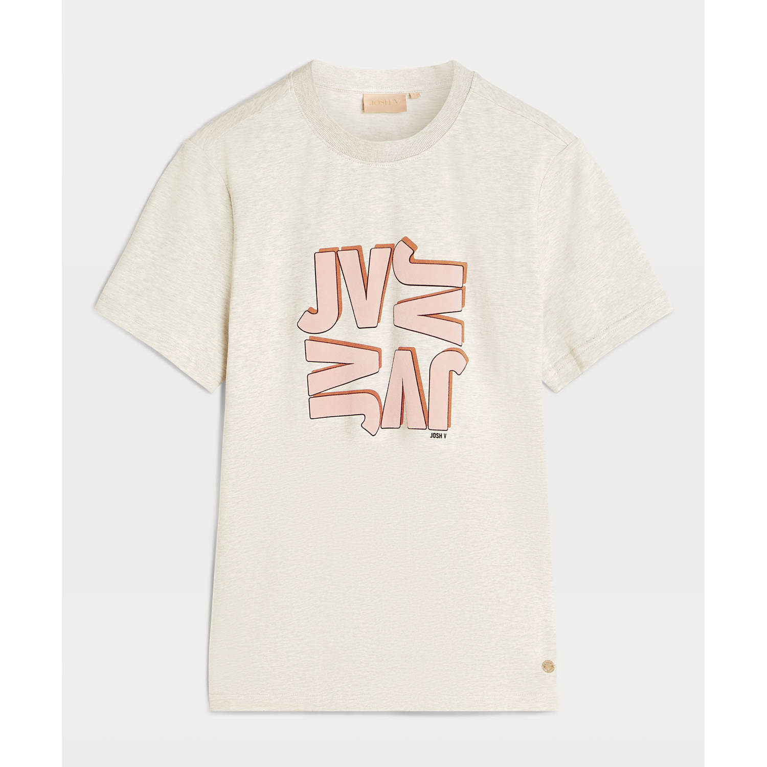 JOSH V Dorie Graphic regular fit t-shirt ecru roze