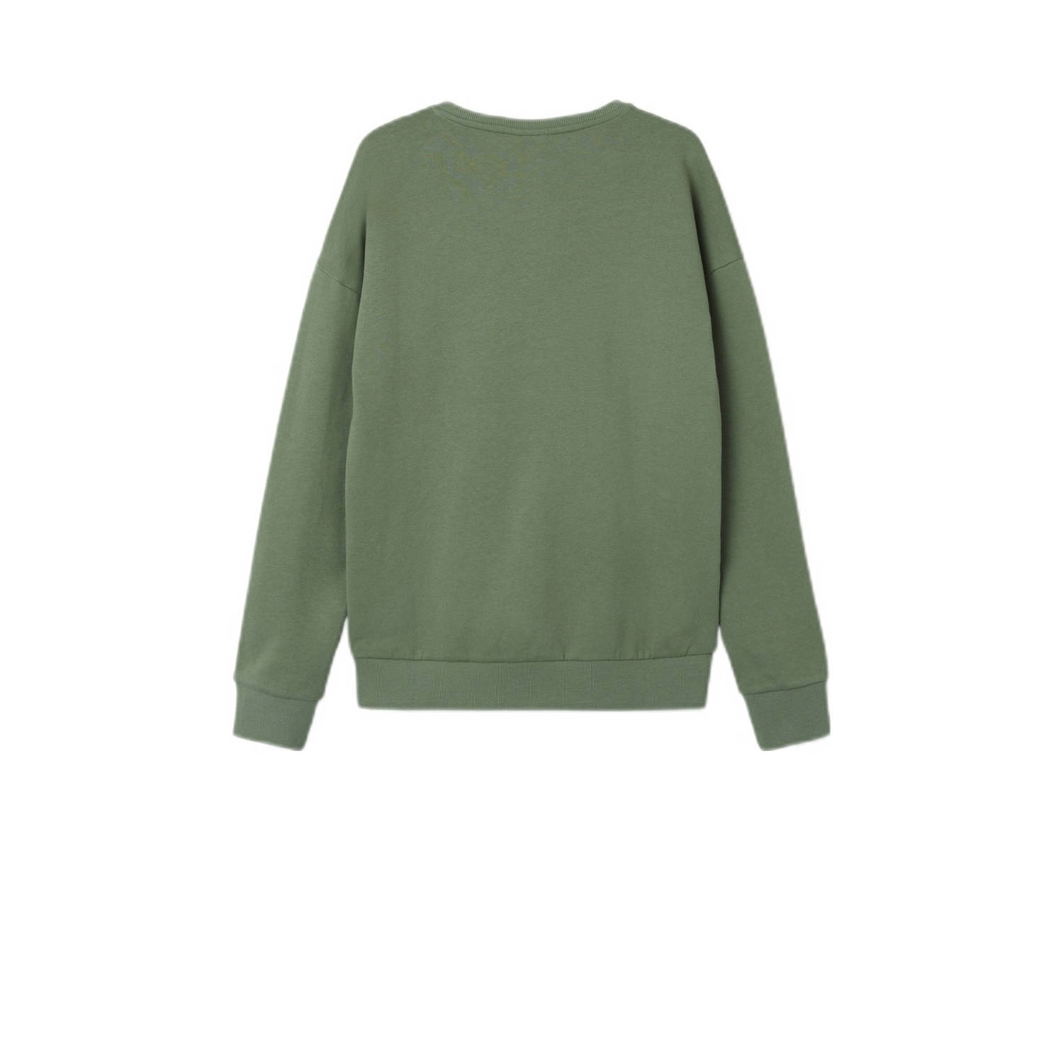 NAME IT KIDS sweater NKMLAMANE met printopdruk mosgroen