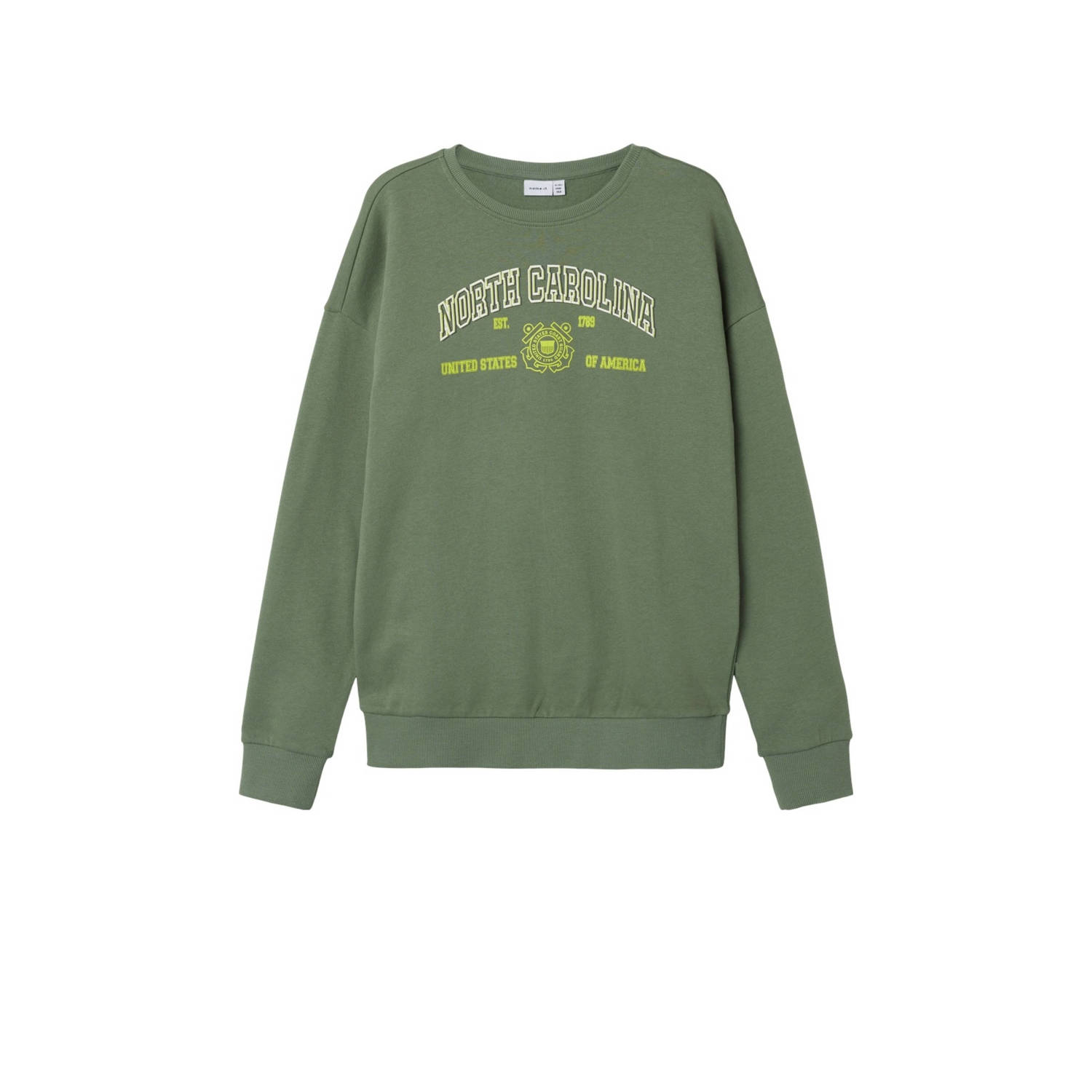 Name it KIDS sweater NKMLAMANE met printopdruk mosgroen Printopdruk 122 128