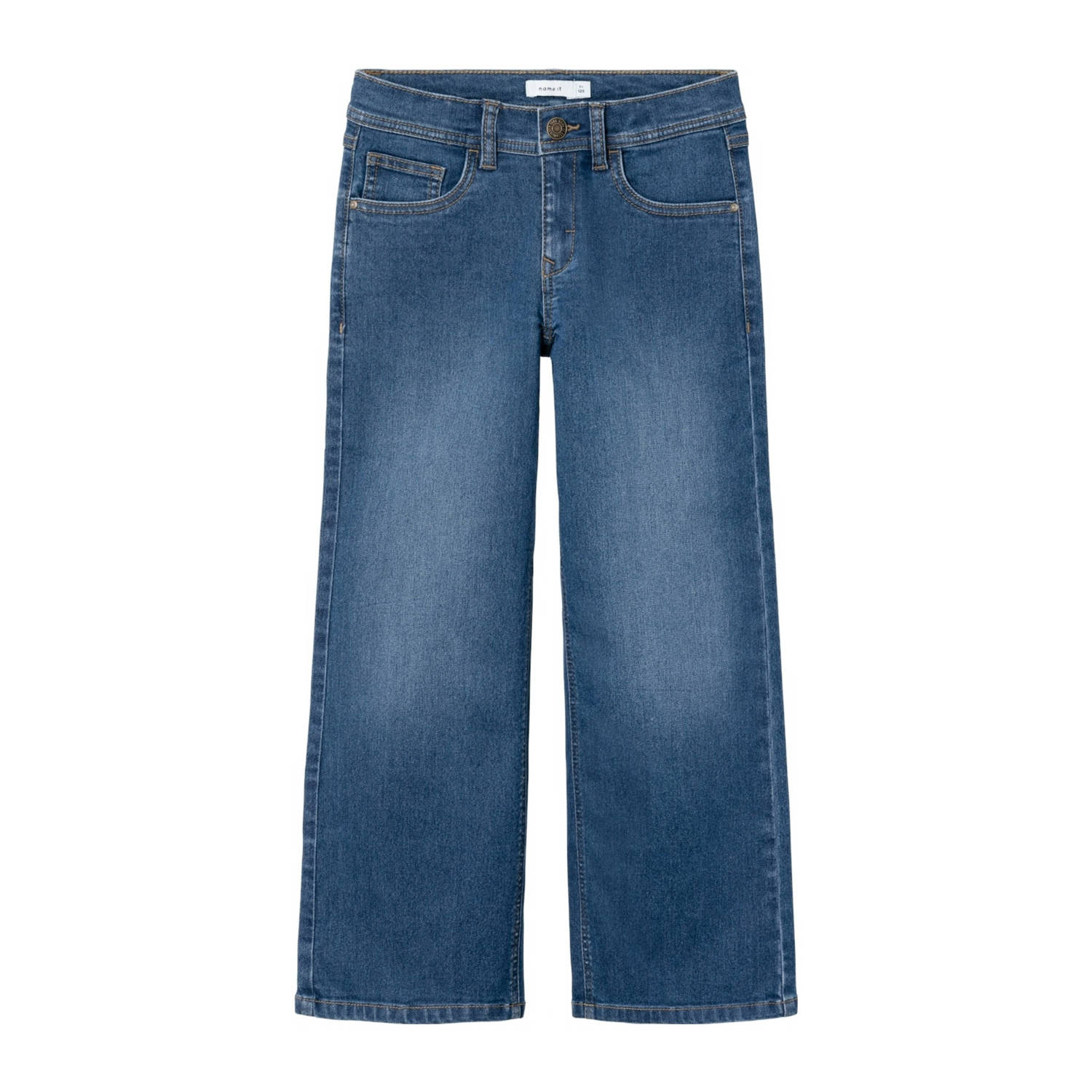 Name it KIDS wide leg jeans NKFROSE dark blue denim Blauw Meisjes Stretchdenim 116