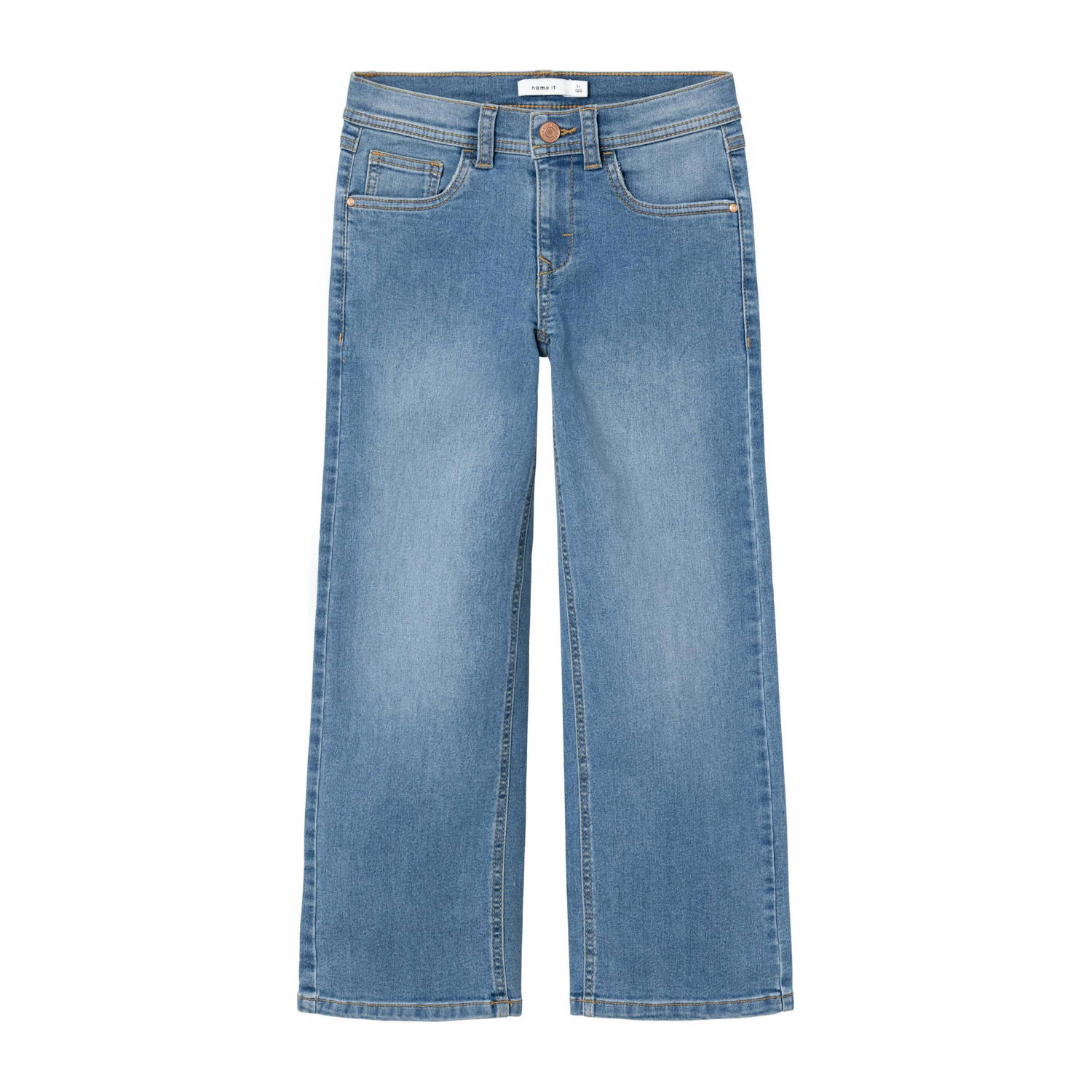 Name it KIDS wide leg jeans NKFROSE medium blue denim Blauw Meisjes Stretchdenim 116