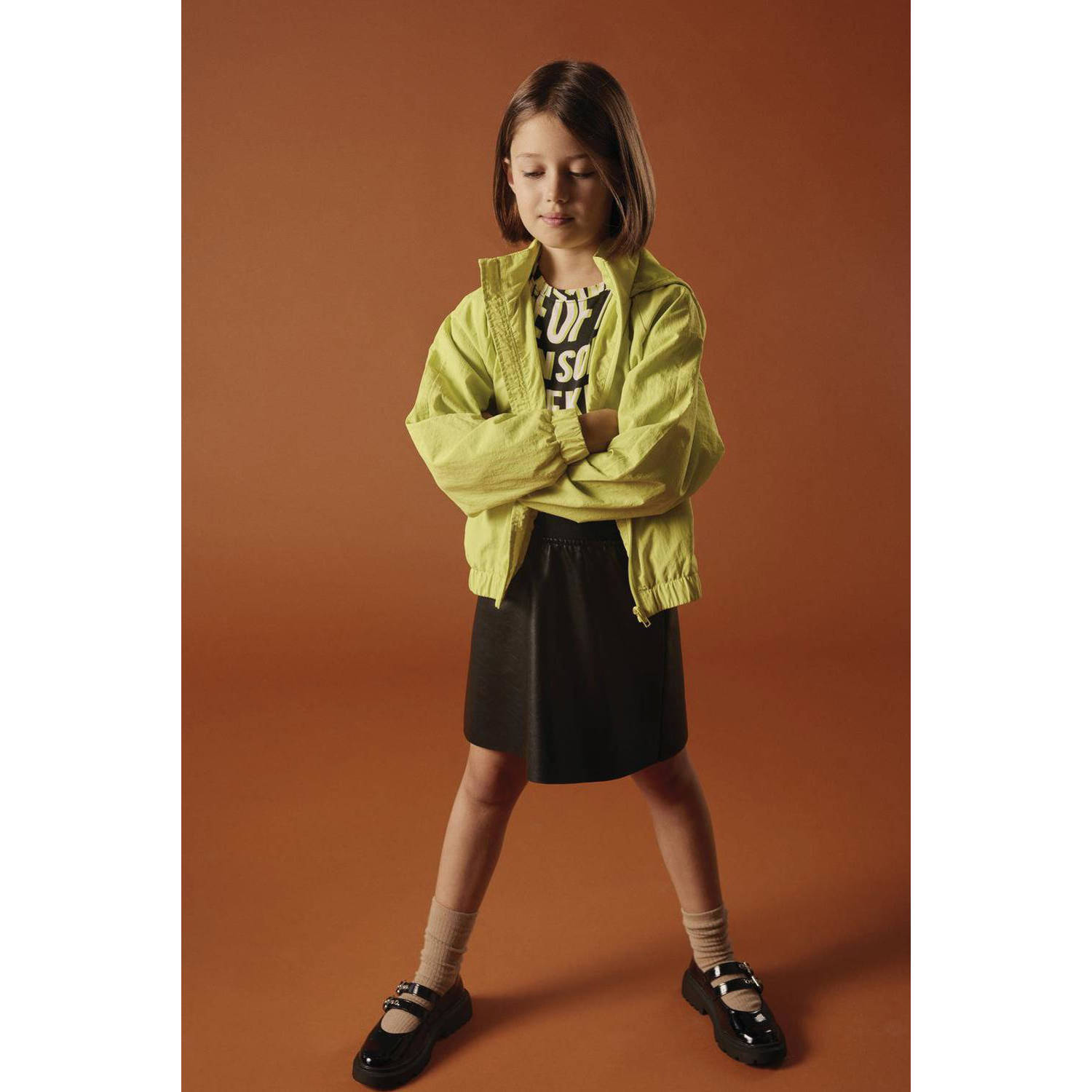 Name it KIDS rok NKFLIYORKA zwart Meisjes Imitatieleer Effen 128
