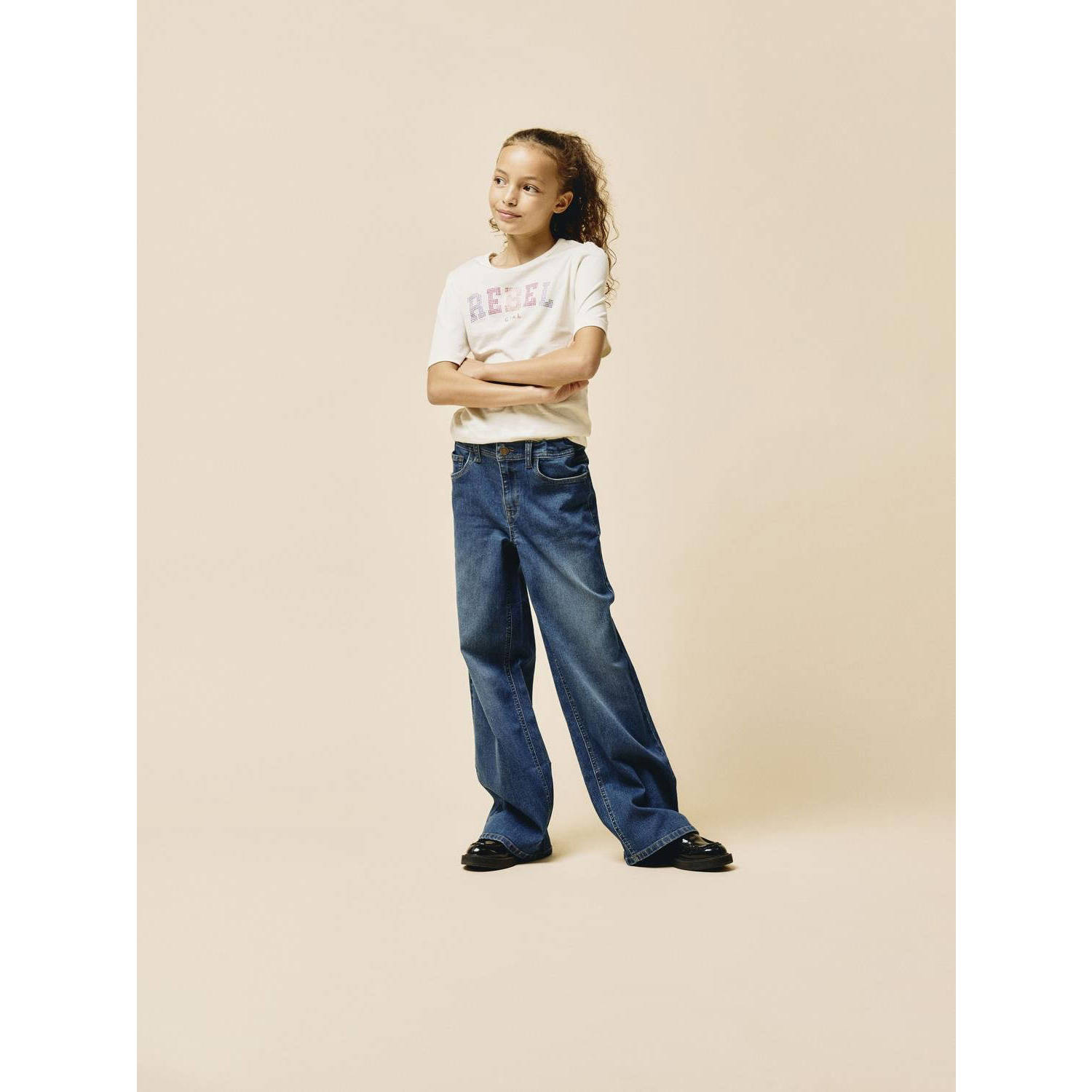 NAME IT KIDS T-shirt NKFKIAMI met printopdruk ecru