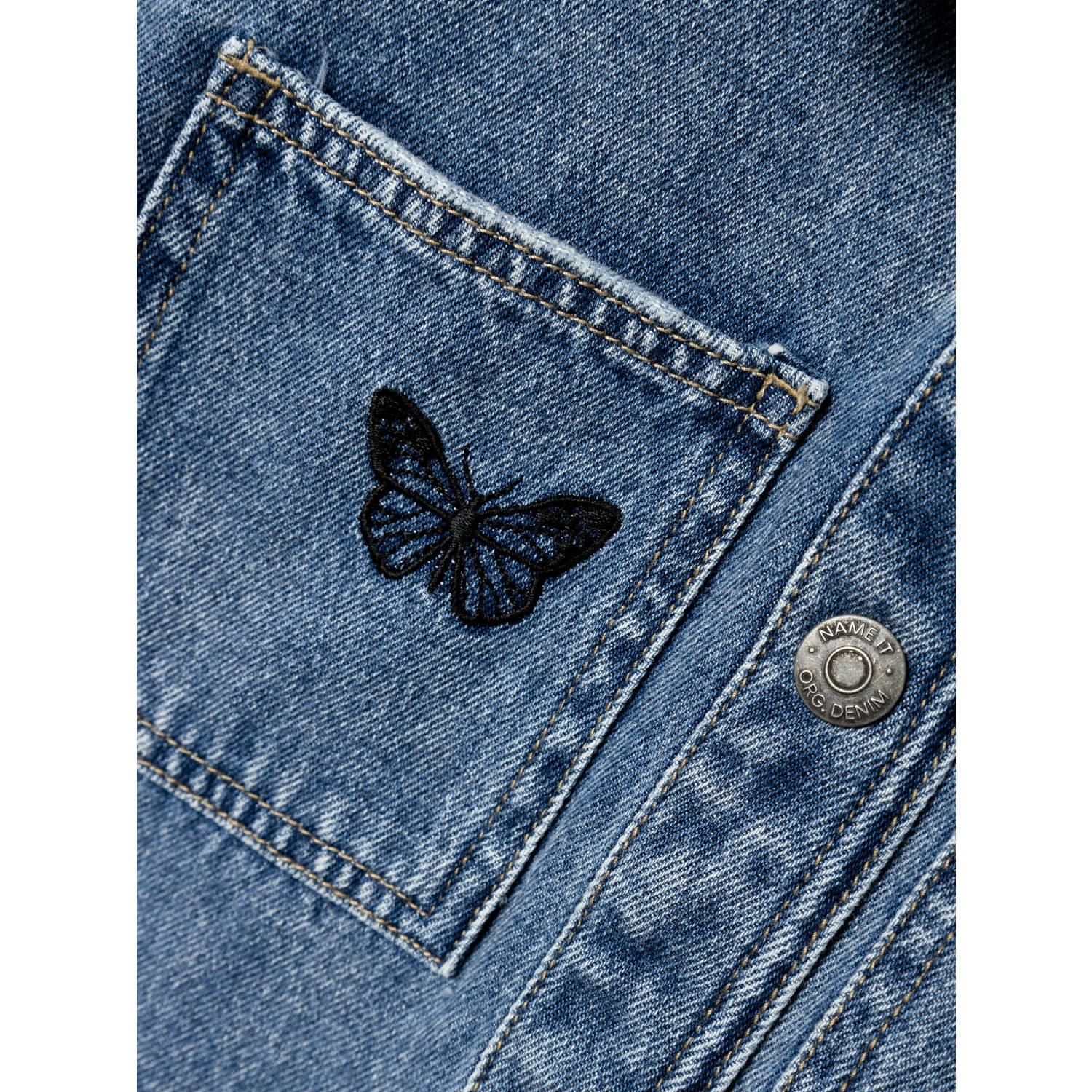 NAME IT KIDS spijkerjas NKFELLY met all over print medium blue denim