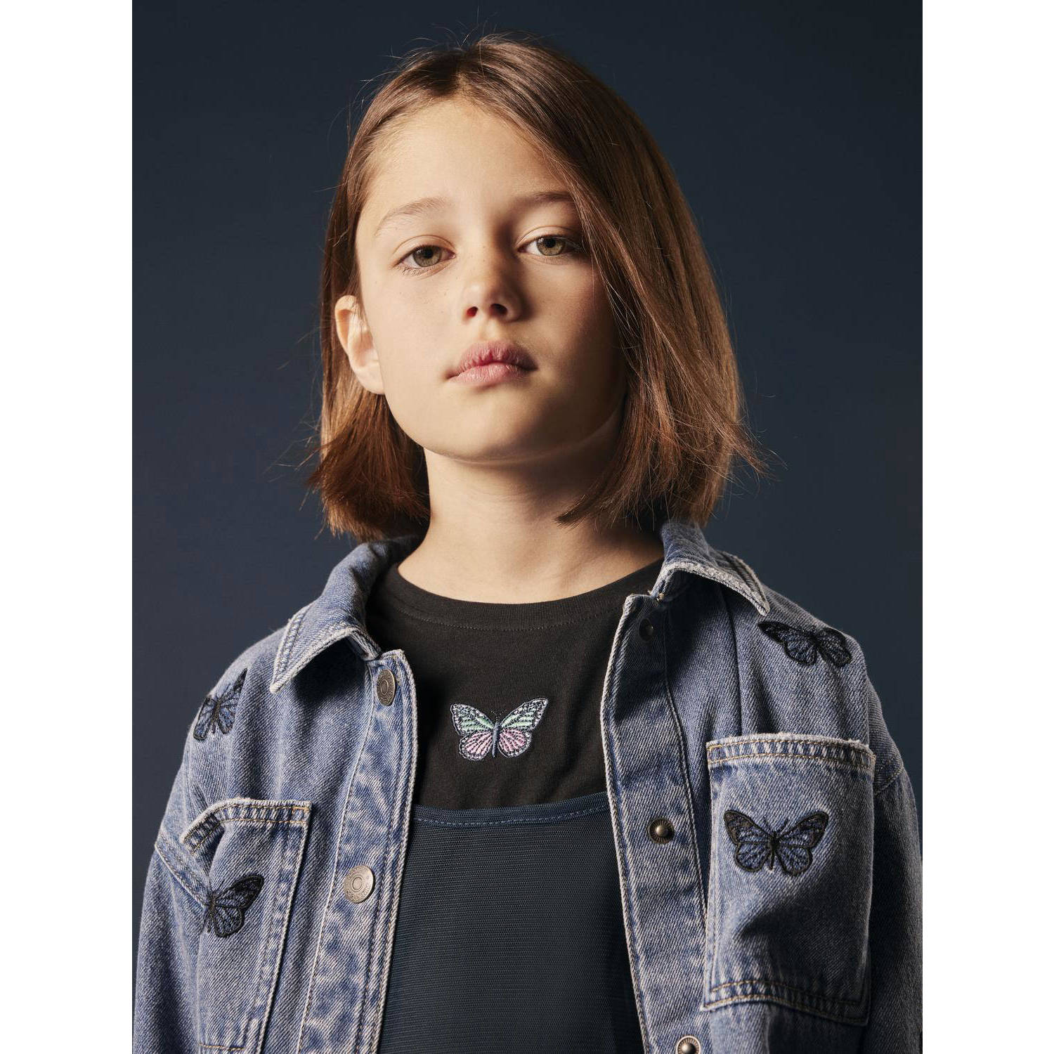 NAME IT KIDS spijkerjas NKFELLY met all over print medium blue denim