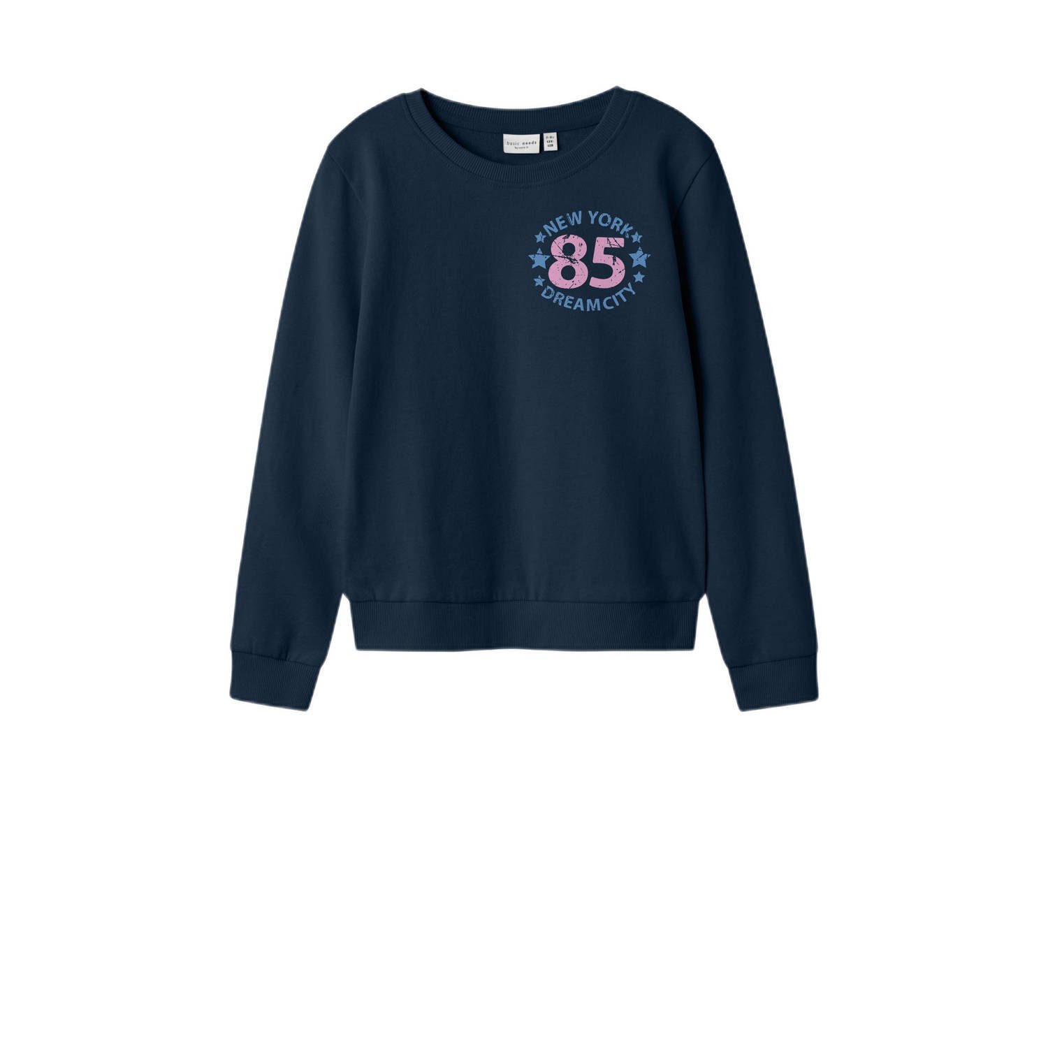 Name it KIDS sweater NKFVASACHA met backprint donkerblauw Backprint 134 140