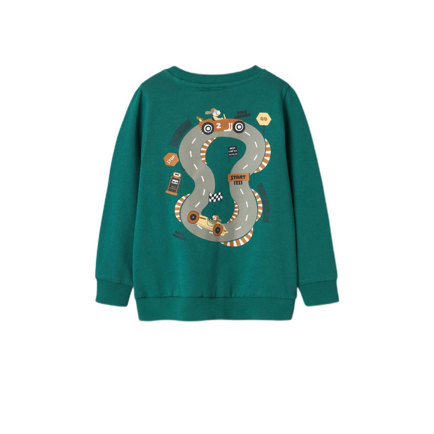 NAME IT MINI sweater NKMVASHA met backprint antiekgroen