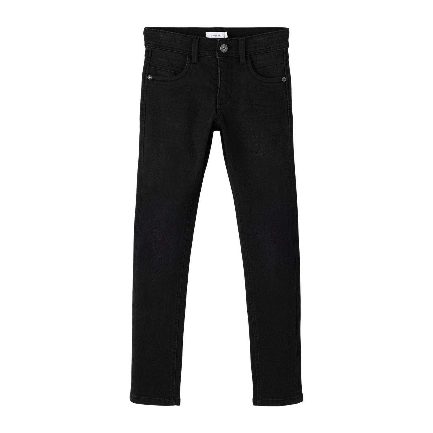 Name it KIDS slim fit jeans NKMSILAS black Zwart Jongens Jog denim Effen 134