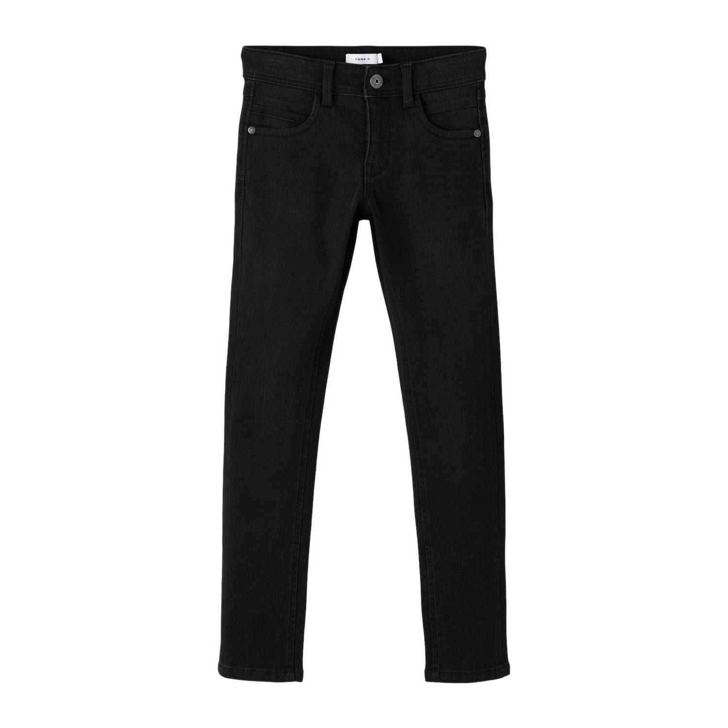 Name it KIDS slim fit jeans NKMSILAS black Zwart Jongens Jog denim Effen 140