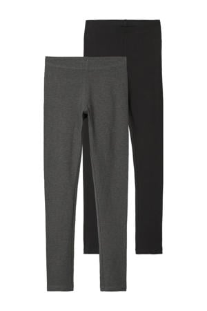 legging NKFVIVIAN - donkergrijs melange/zwart (set van 2)