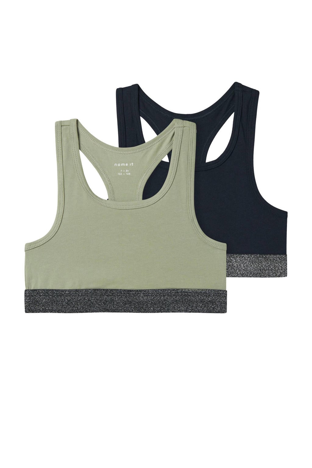 NAME IT KIDS bh top - lichtgroen/zwart (set van 2)
