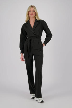 jumpsuit met krijtstreep antraciet/wit