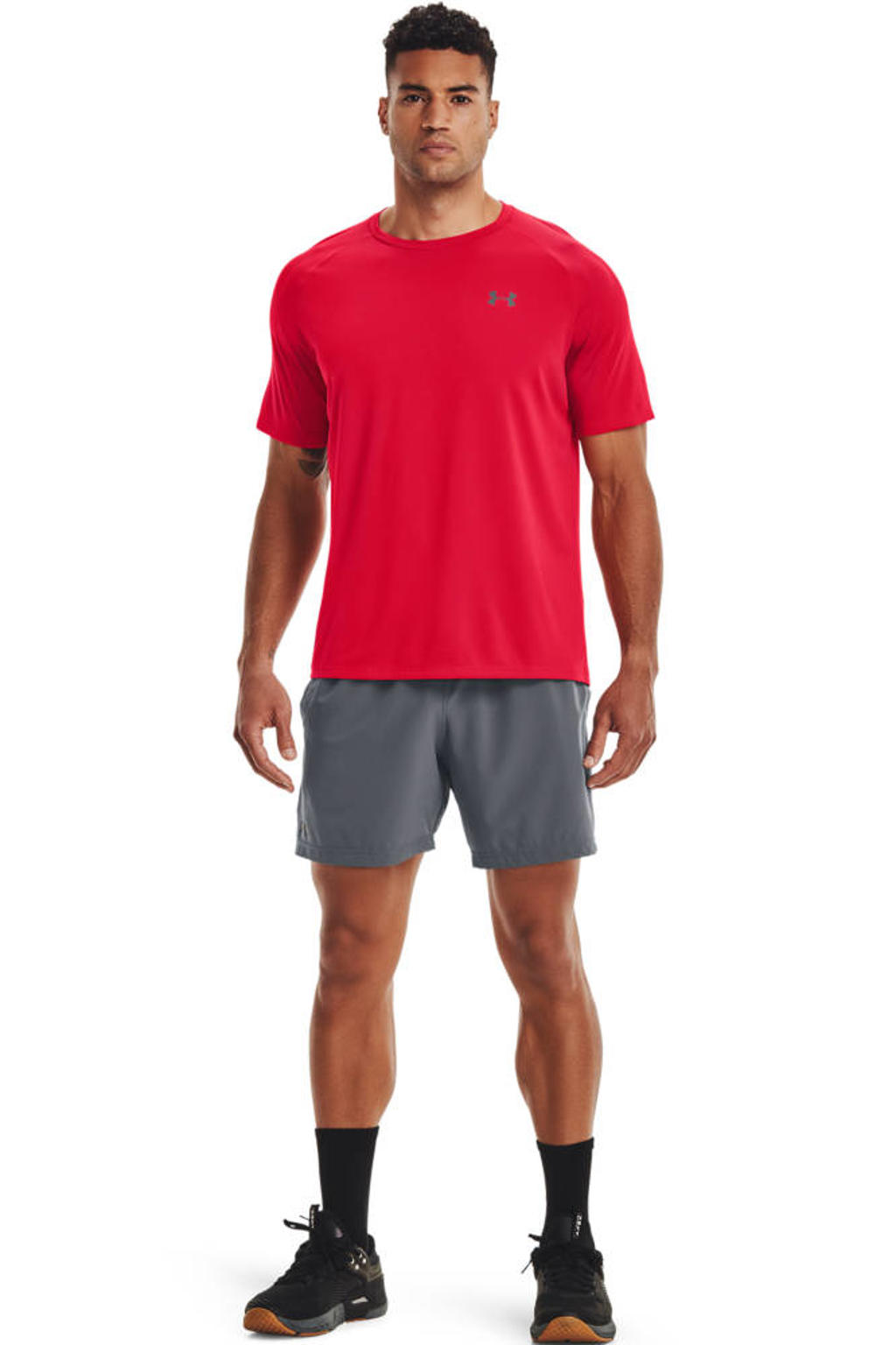 Under Armour sportshirt Tech 2.0 rood/grijs